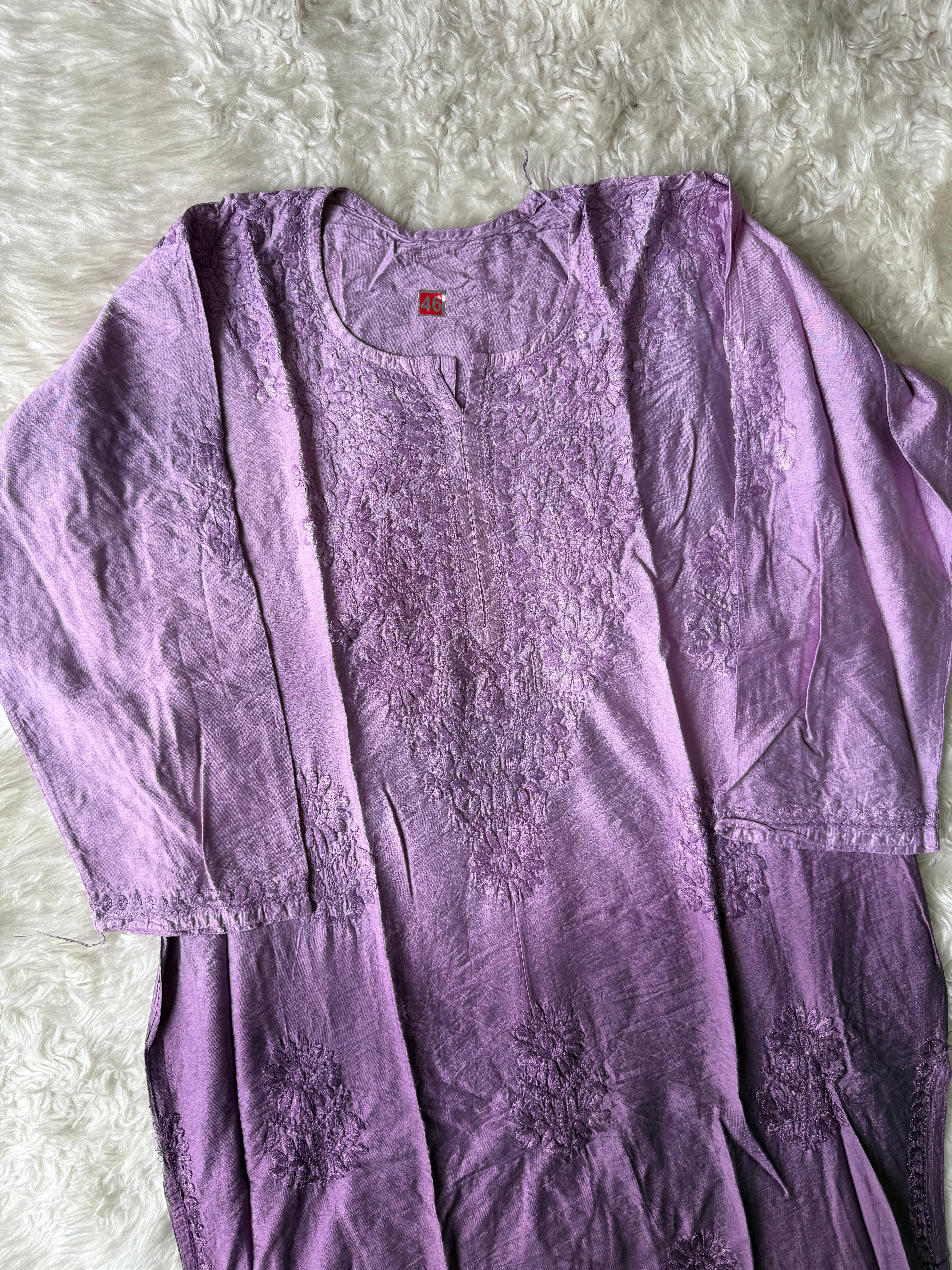 Muslin Silk Chikankari kurti