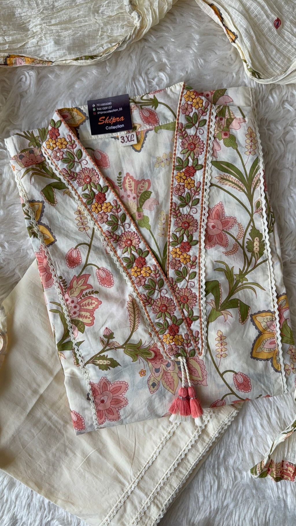 Premium Cotton Aline Kurti Pant Dupatta Set