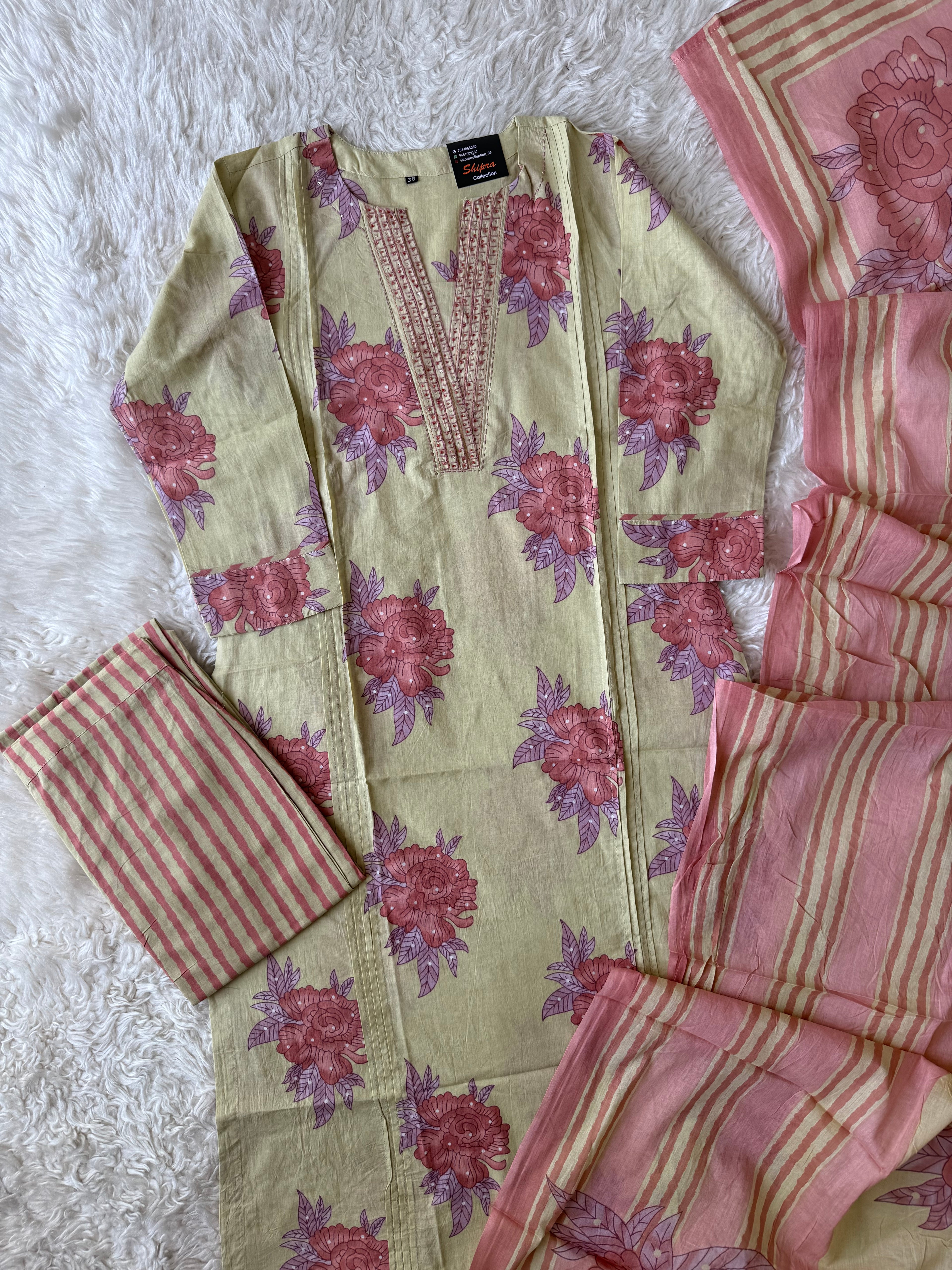 Premium Cotton Kurti Pant Dupatta Set