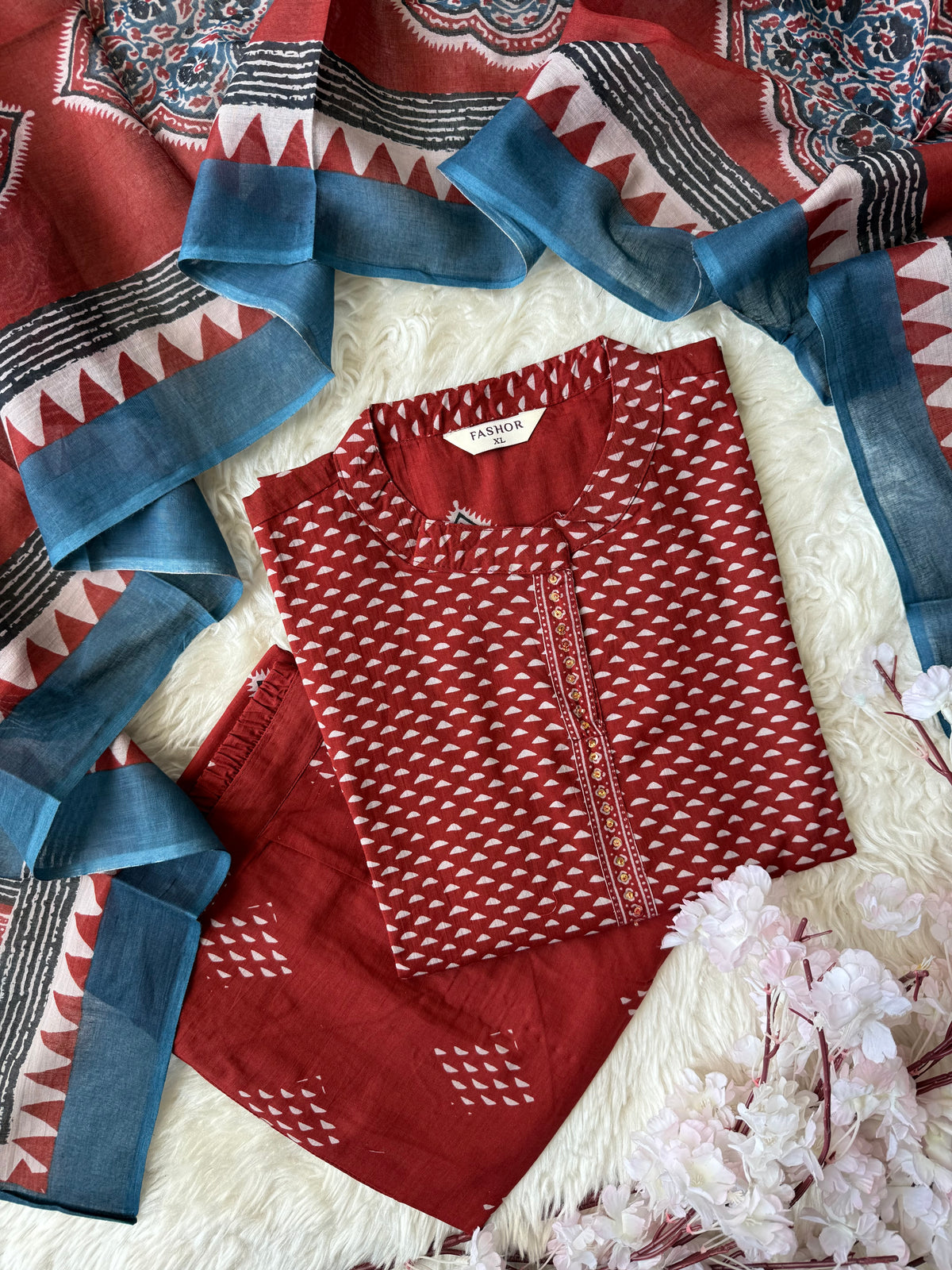 Premium Cotton Kurti Pant Dupatta Set