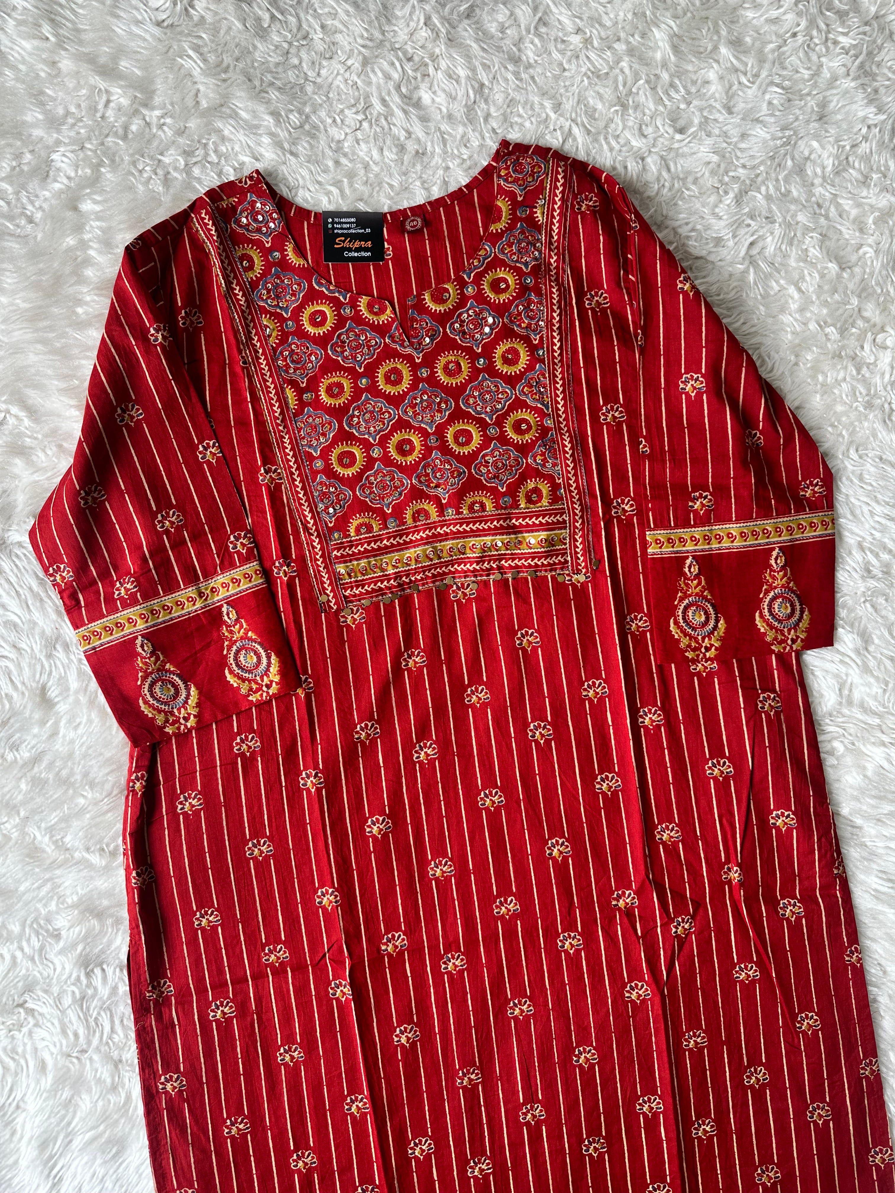 Pure Cotton Kurti Pant Plazo Dupatta Set