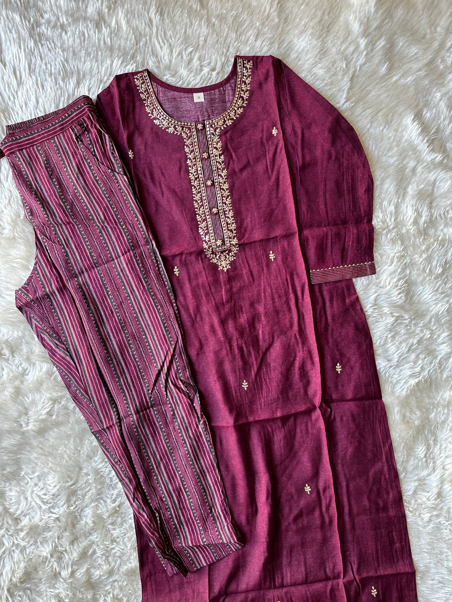 Pure Muslin Silk Kurti Pant Set