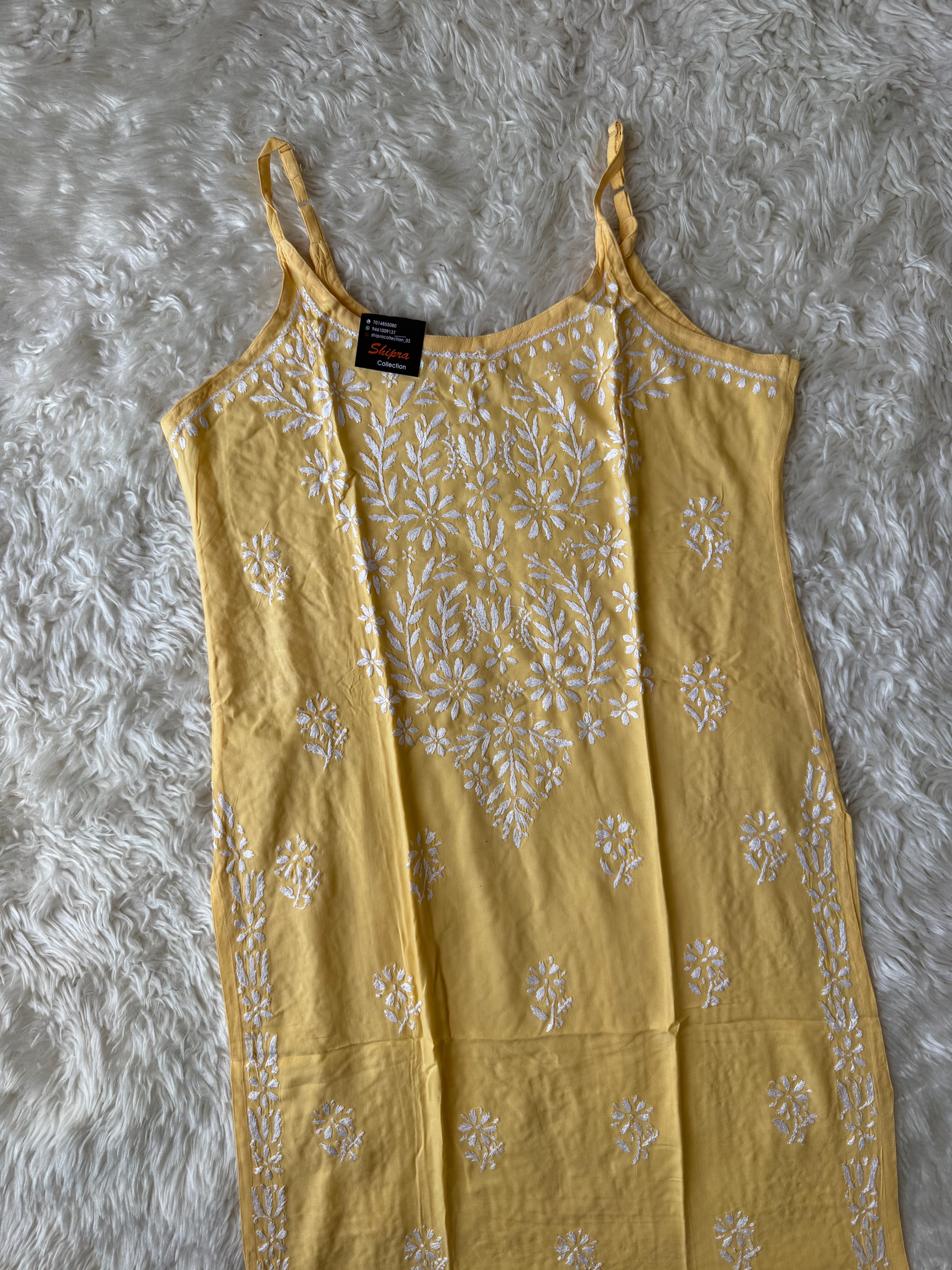 Heavy Rayon Strap Chikankari kurti