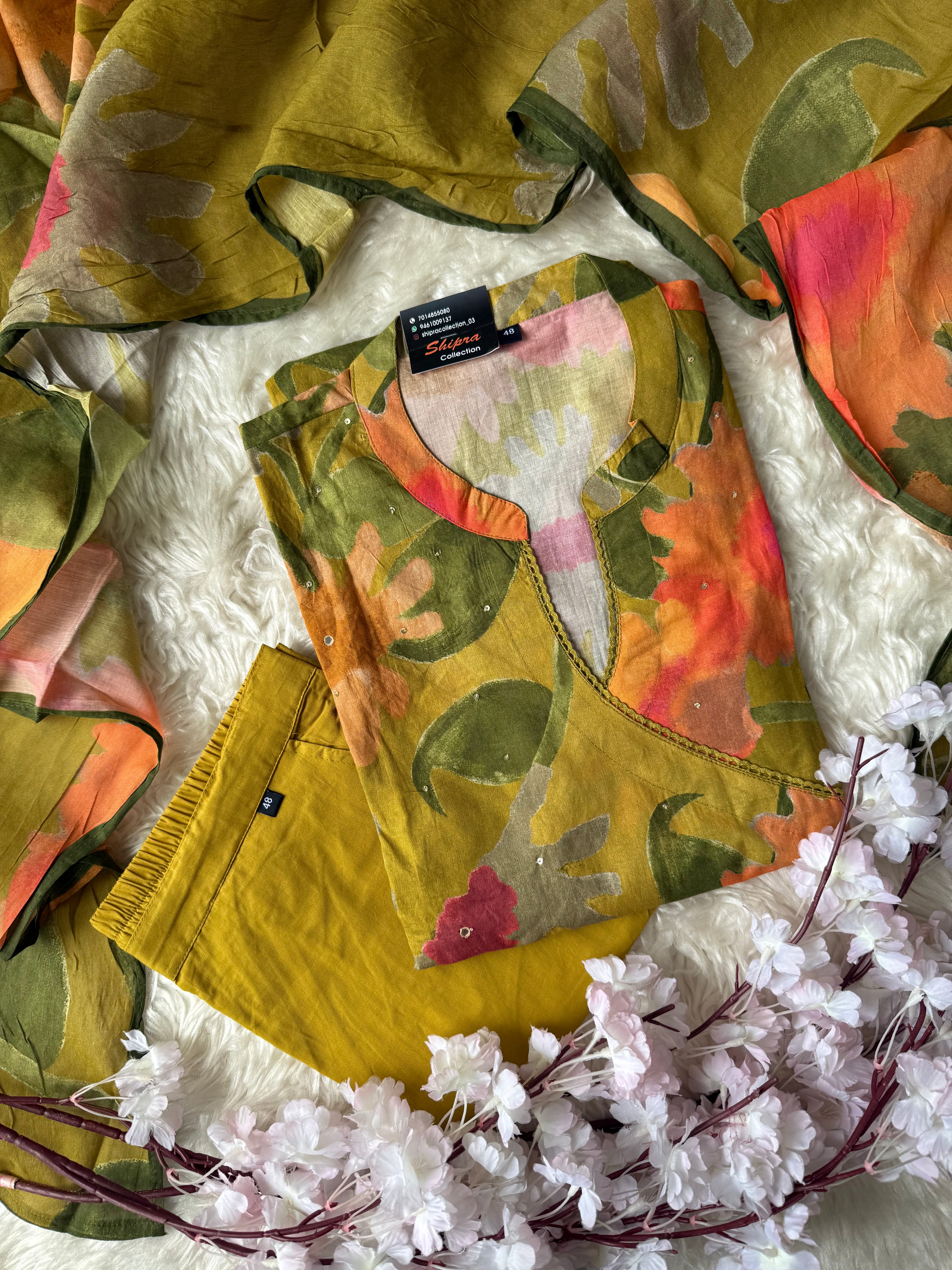 Premium Cotton Kurti Pant Dupatta Set