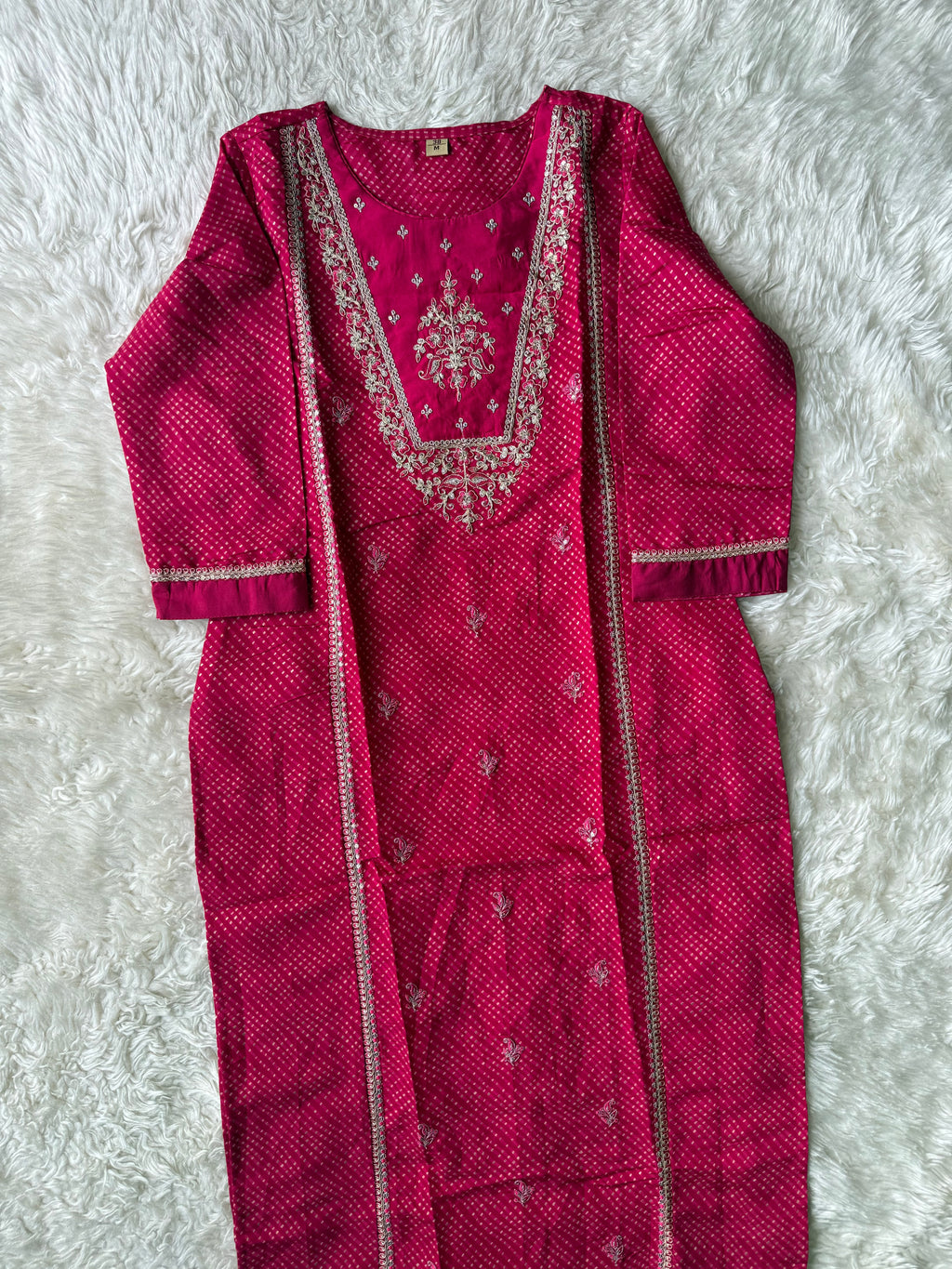 Pure Muslin Silk Kurti Pant Dupatta Set
