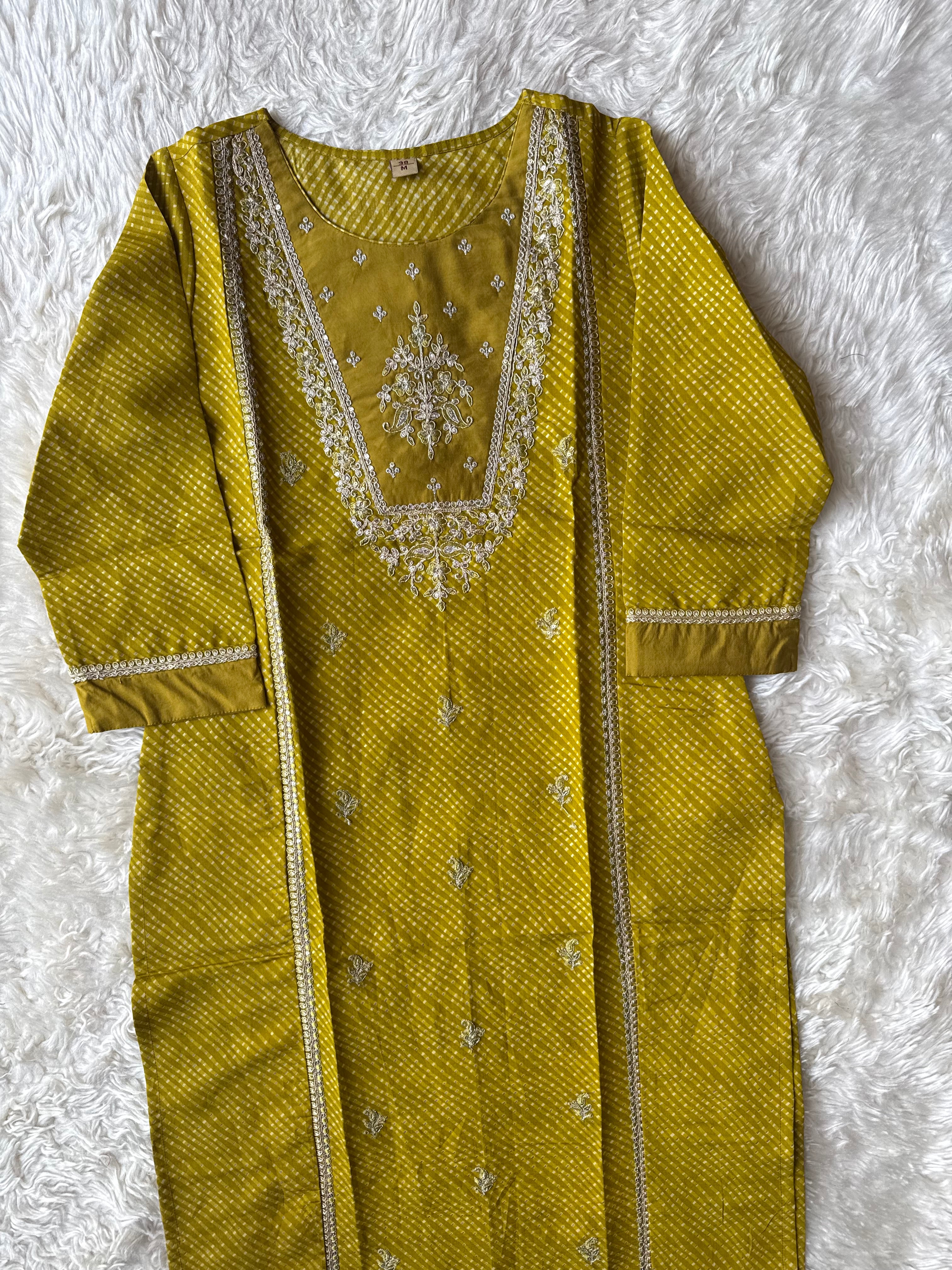 Pure Muslin Silk Kurti Pant Dupatta Set