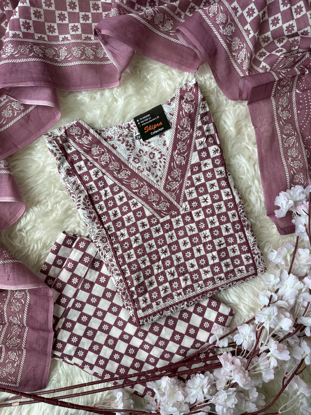 Premium Cotton Aline Kurti Pant Dupatta Set