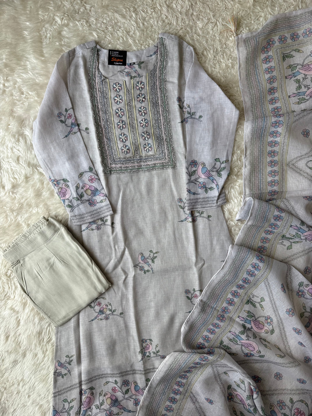 Linen Kurti Pant Dupatta Set