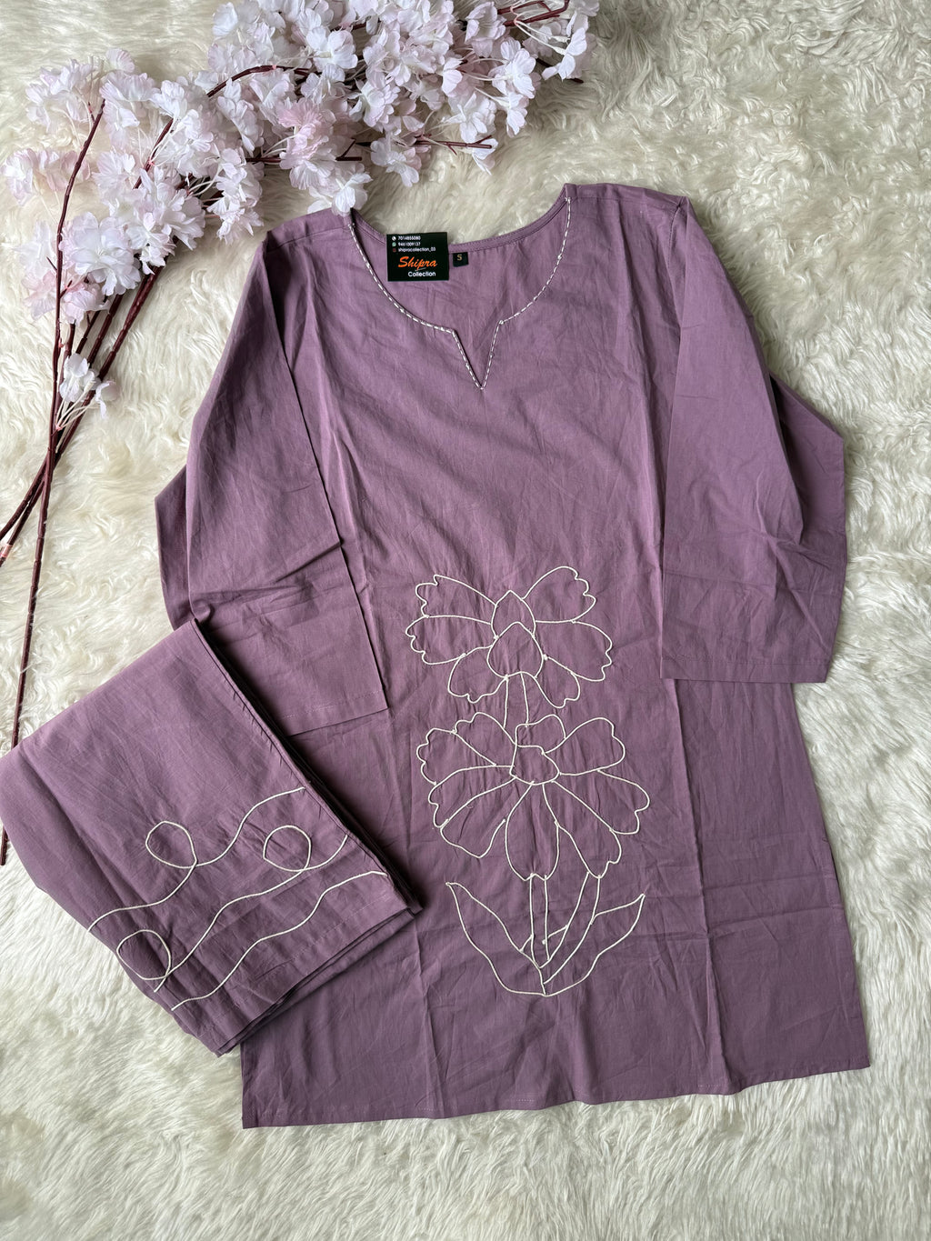 Breathable Cotton thread Work Co-ord Set