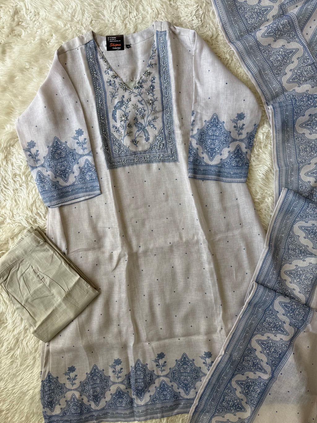 “Plus Size” Linen Kurti Pant Dupatta Set