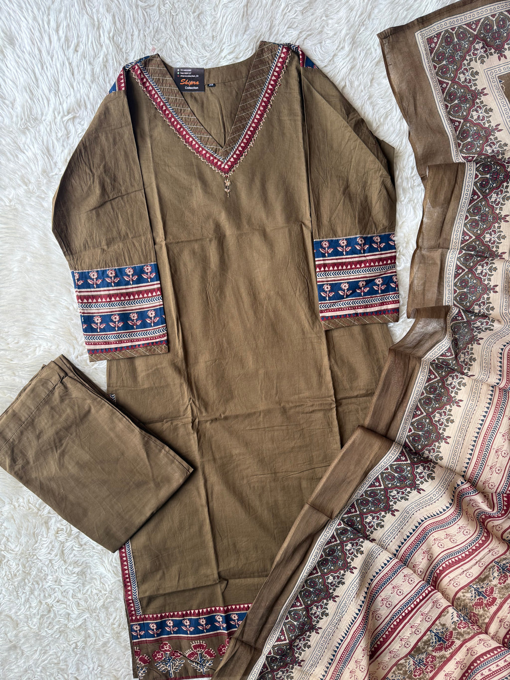 Premium Cotton Kurti Pant Dupatta Set