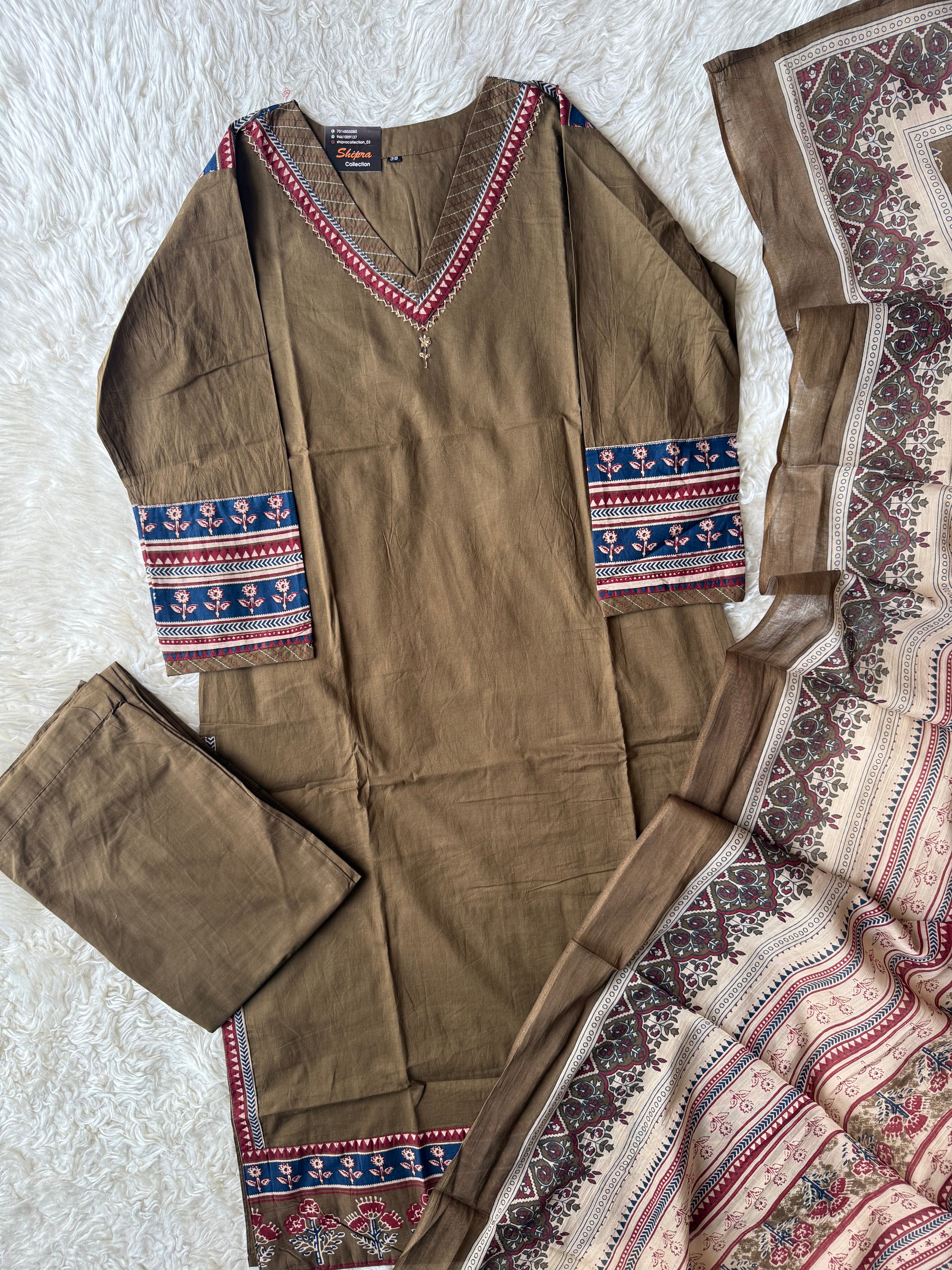 Premium Cotton Kurti Pant Dupatta Set