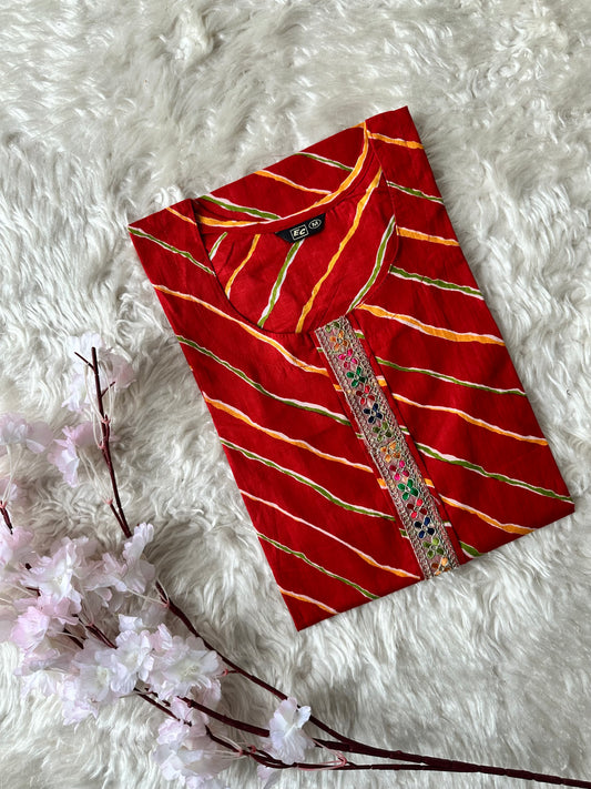 Cotton Lehariya Kurti