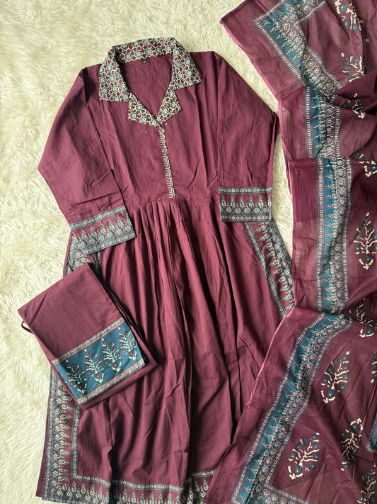 Premium Cotton Kurti Plazo Dupatta Set