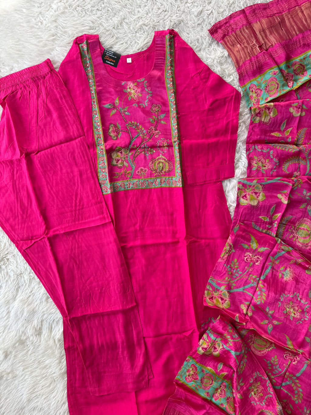 Gazi Silk Kurti Pant Dupatta Set