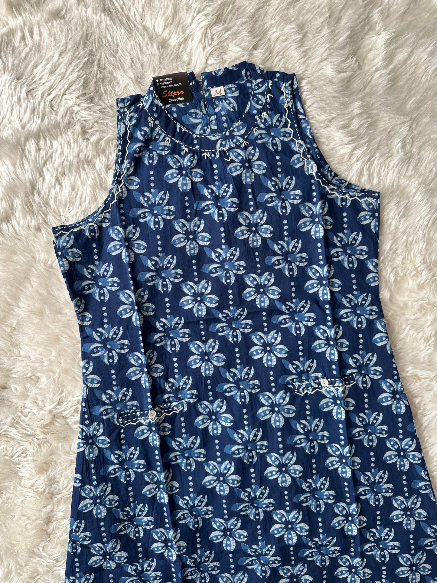 Pure Cotton Sleeveless Kurti Pant Set