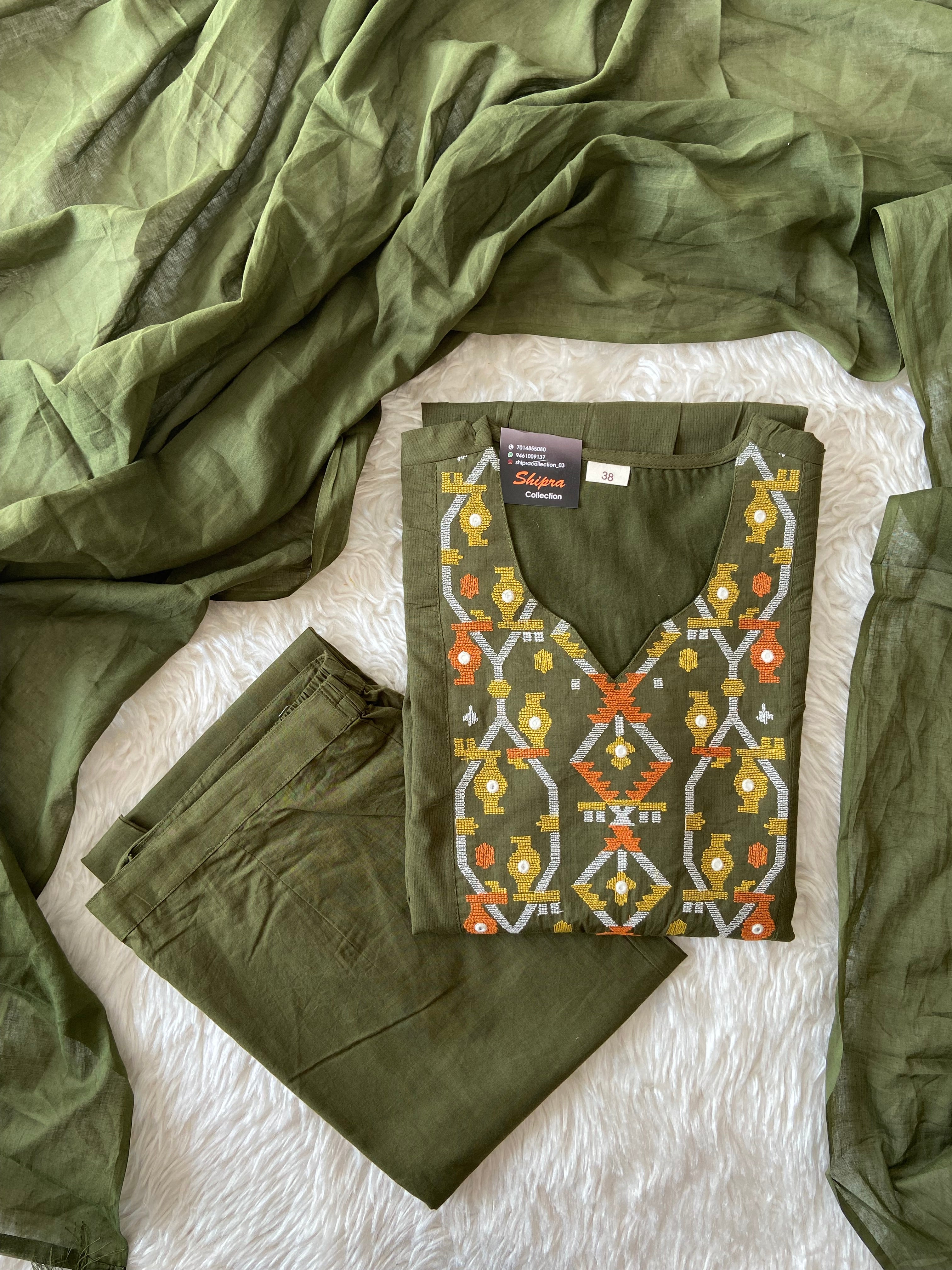 Mul Cotton Kurti Pant Dupatta Set