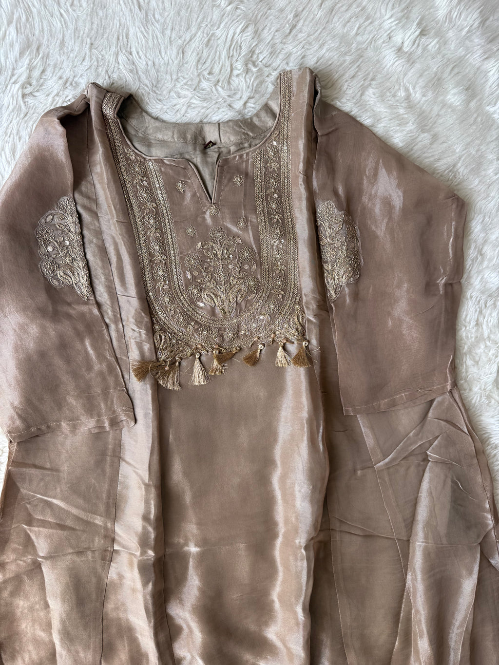 Tissue Shimmer Kurti Pant Dupatta Set