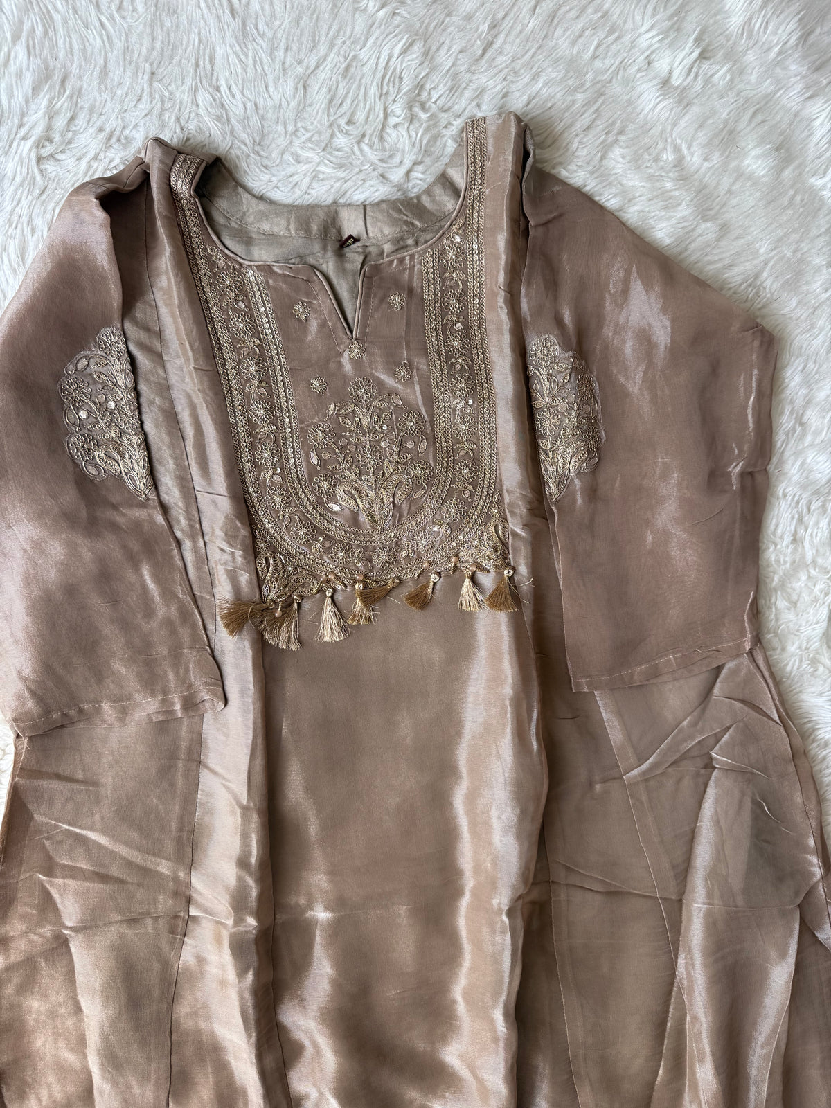 Tissue Shimmer Kurti Pant Dupatta Set