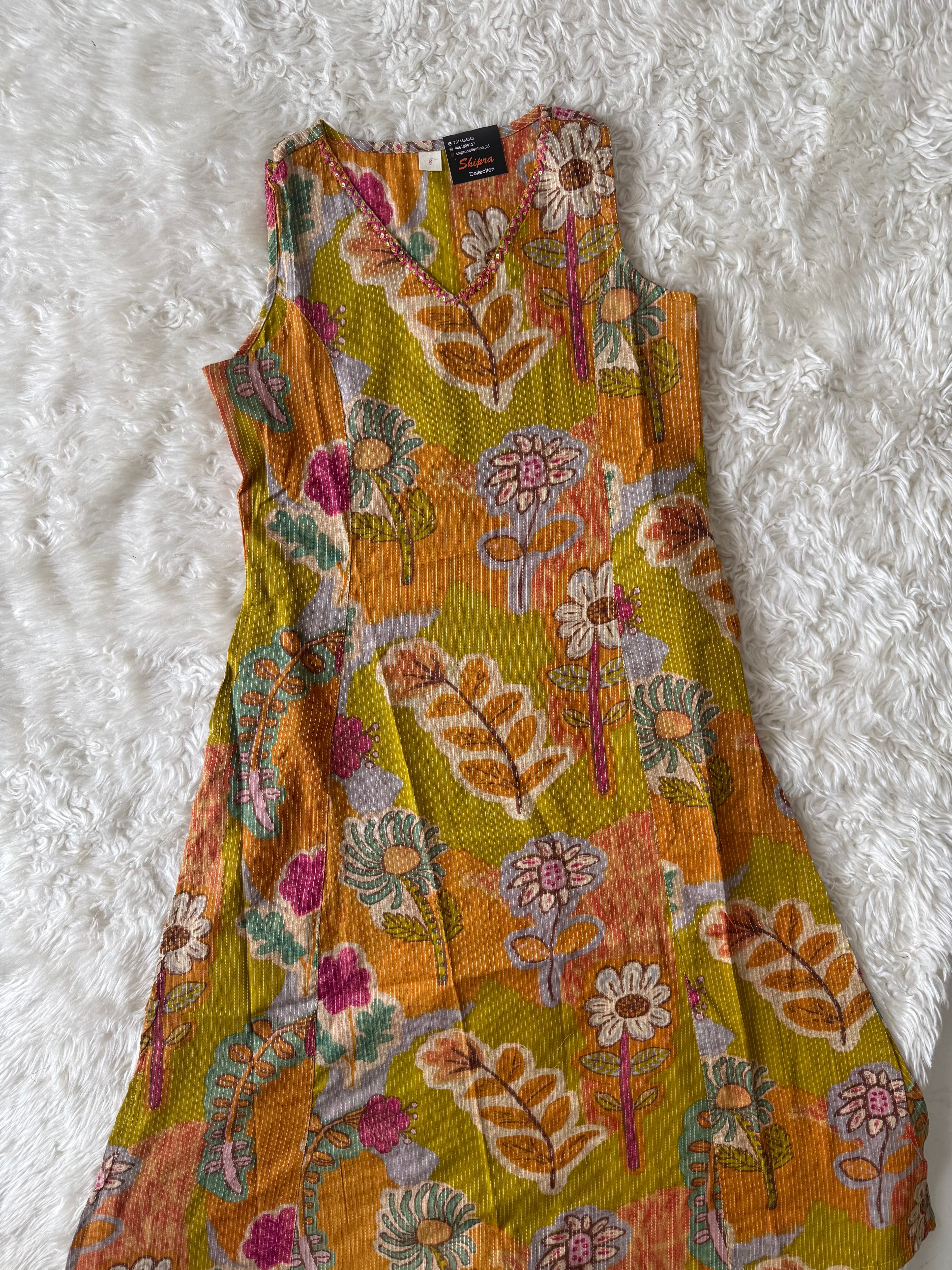 Premium Cotton Sleeveless Kurti Pant Set