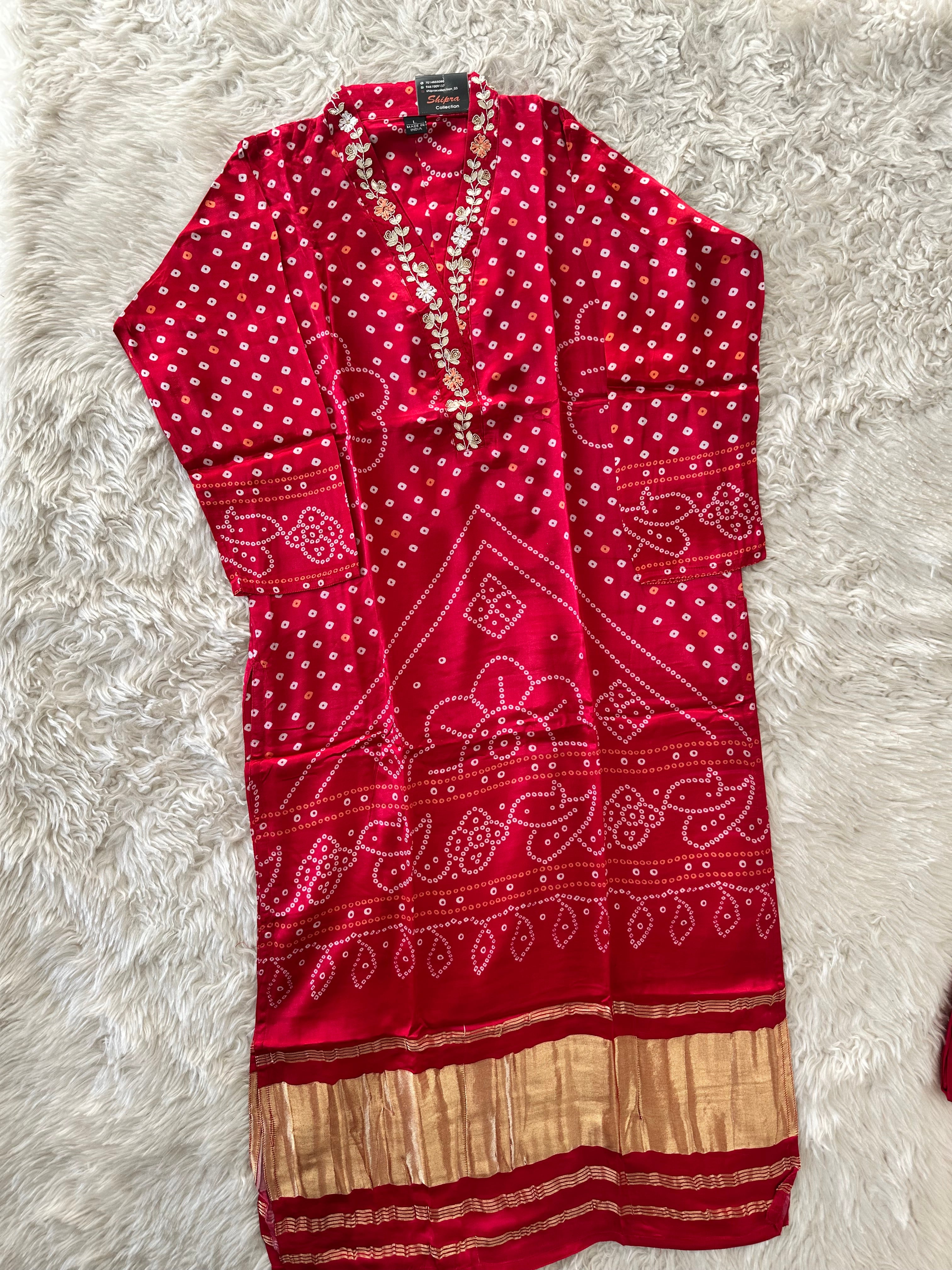 Gazi Silk Kurti Pant Dupatta Set