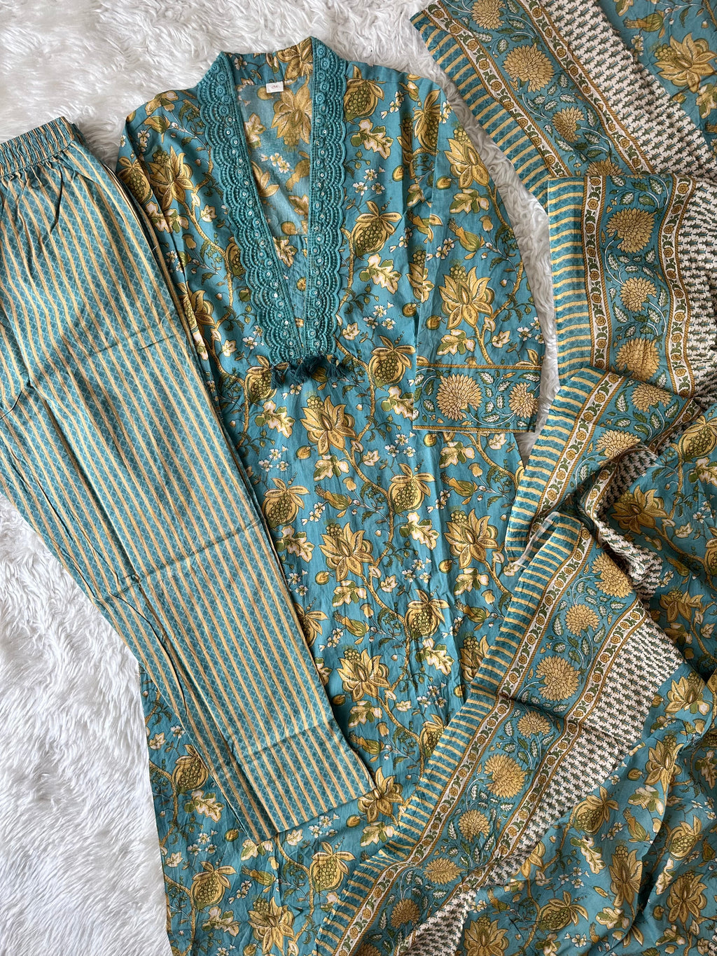 Premium Cotton Kurti Pant Dupatta Set