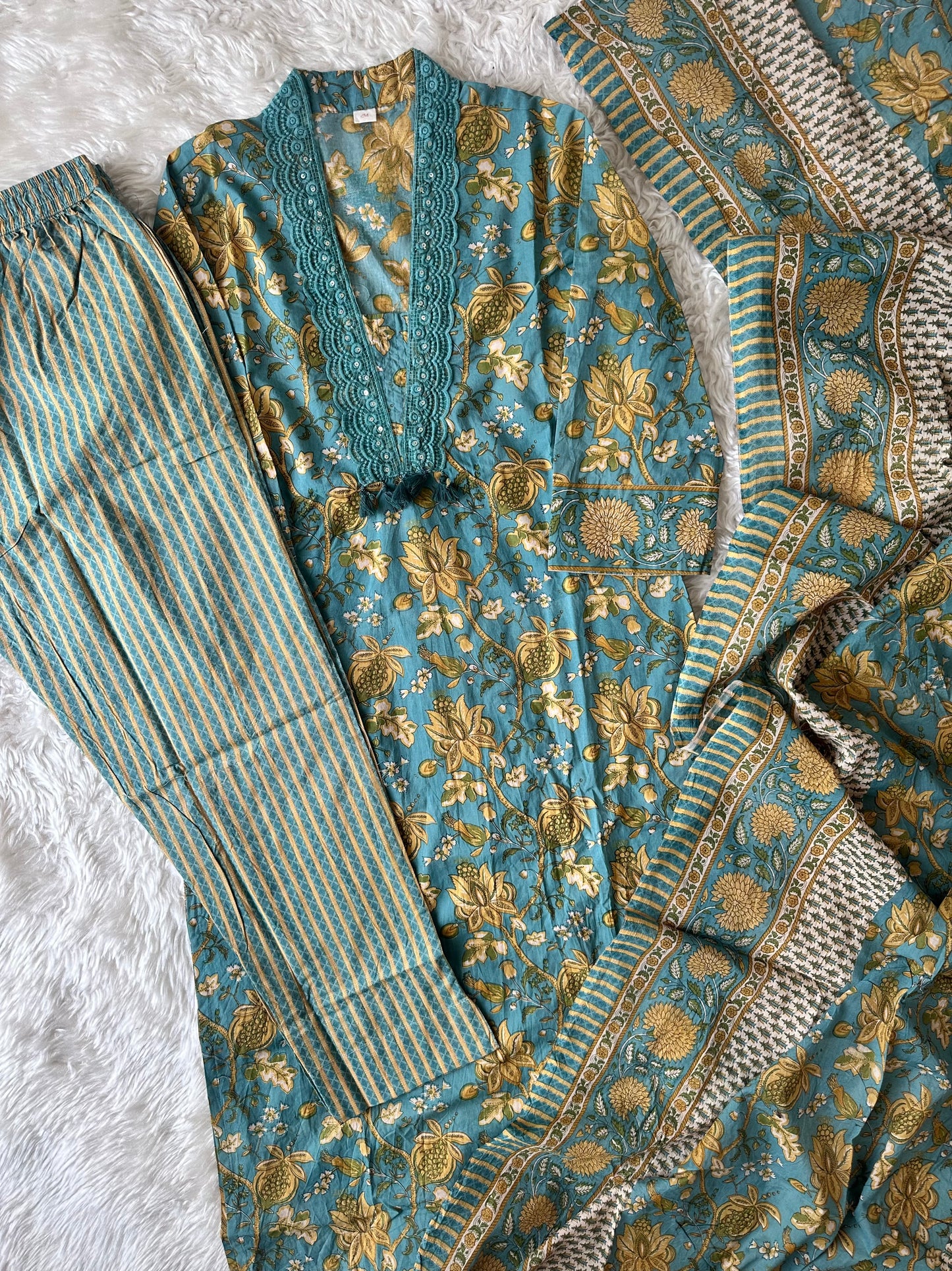 Premium Cotton Kurti Pant Dupatta Set