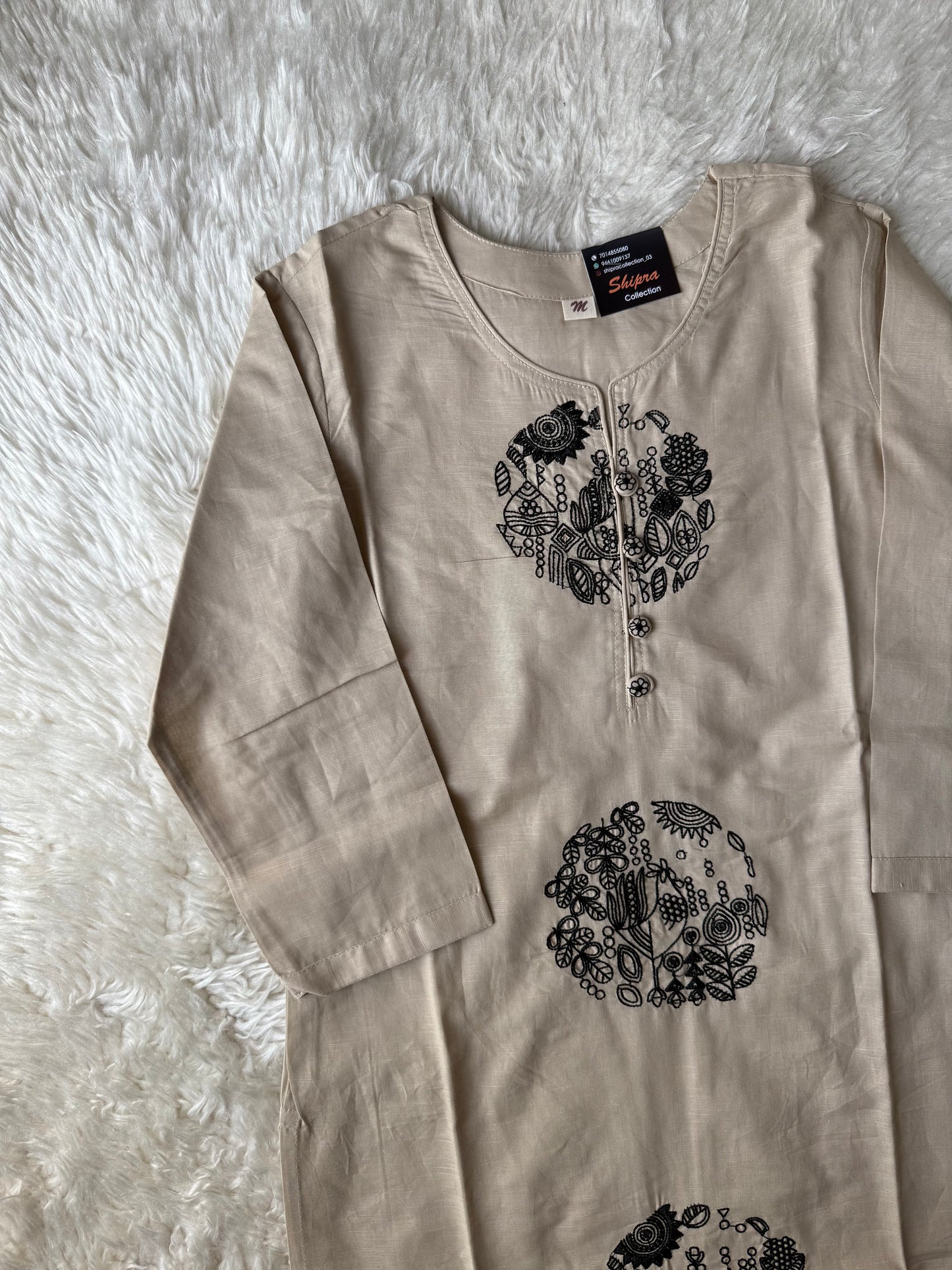 Slub Cotton Kurti Pant Set