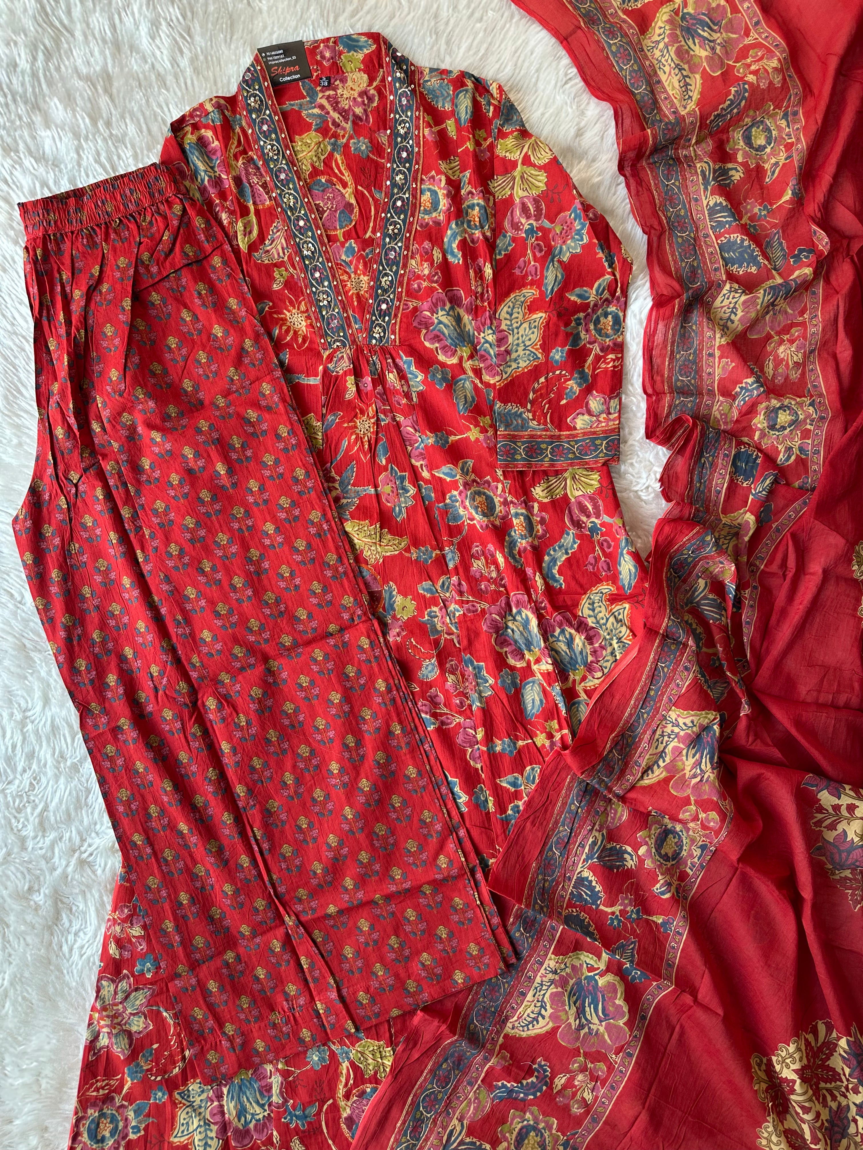 Premium Cotton Kurti Plazo Dupatta Set