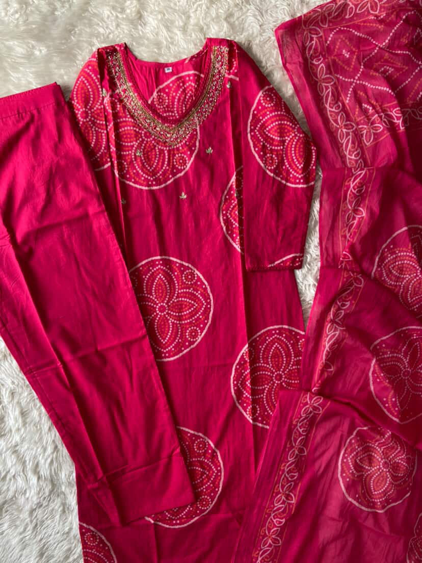 Premium Cotton Kurti Pant Dupatta Set