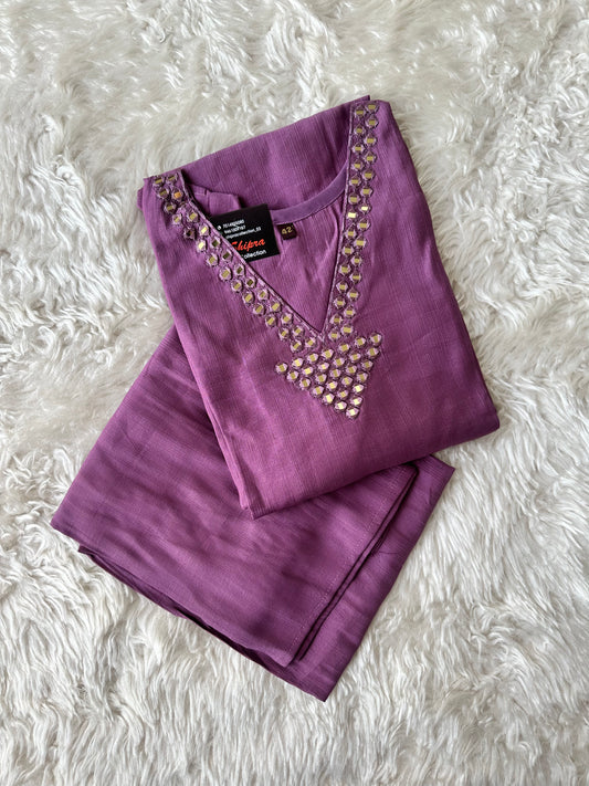 Pure Muslin Silk Kurti Plazo Set