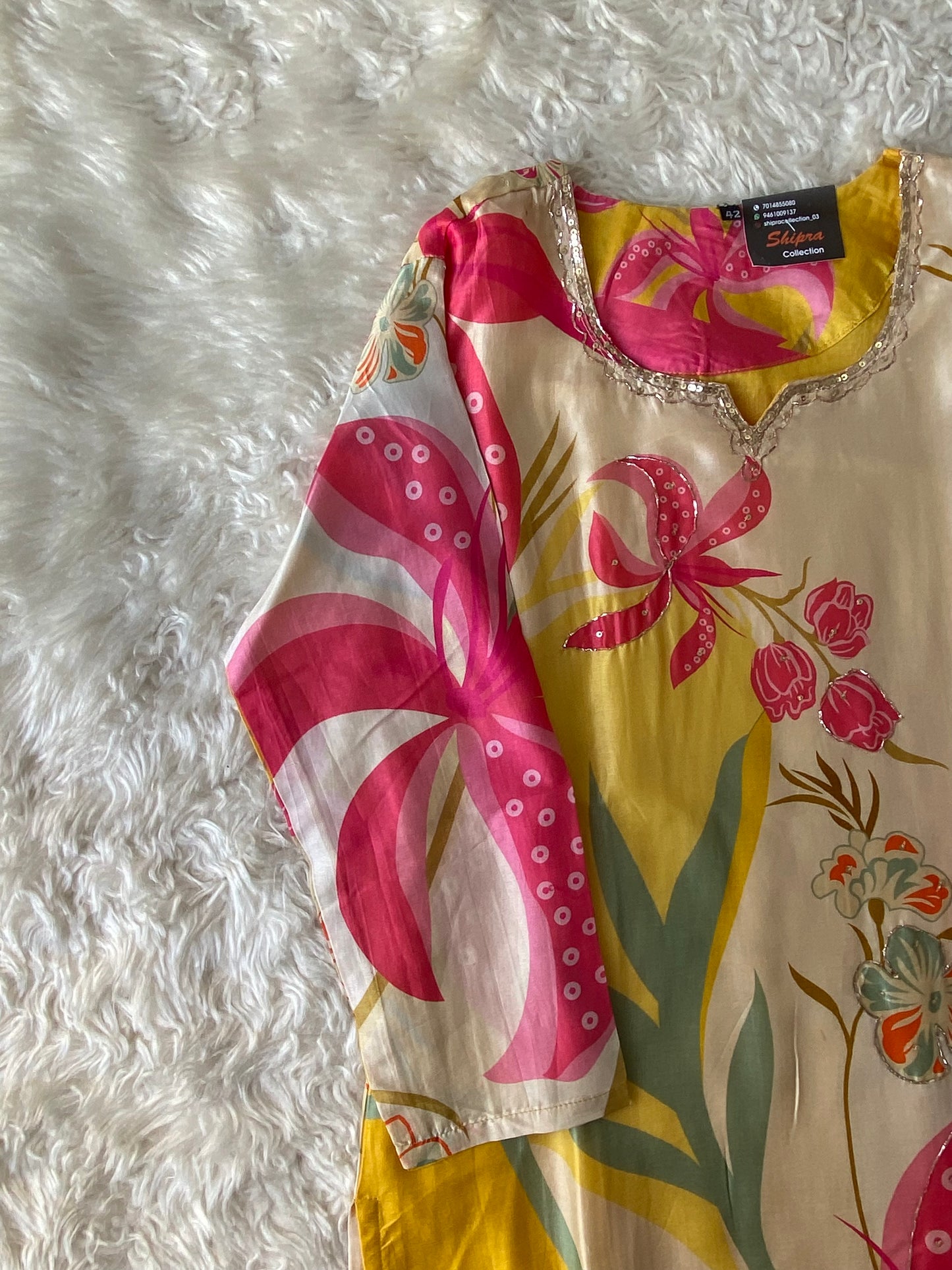 Pure Silk Kurti Pant Dupatta Set