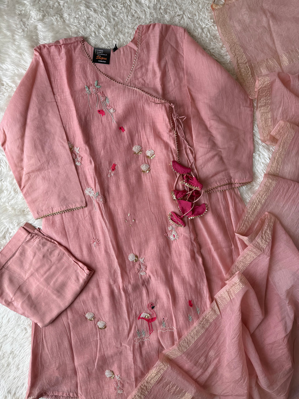 “Plus Size” Mul Chanderi Kurti Pant Dupatta Set