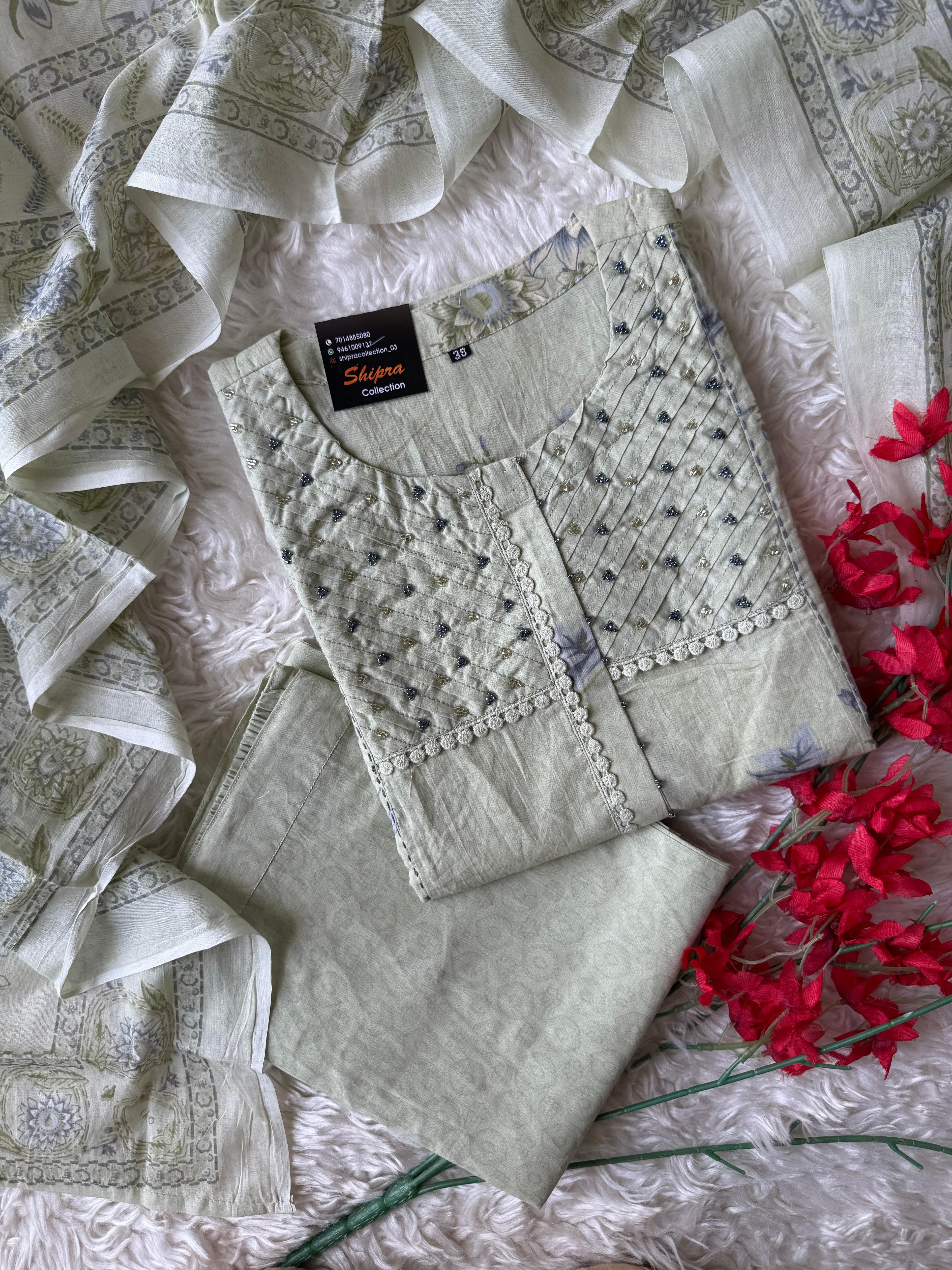 Premium Cotton Kurti Pant Dupatta Set