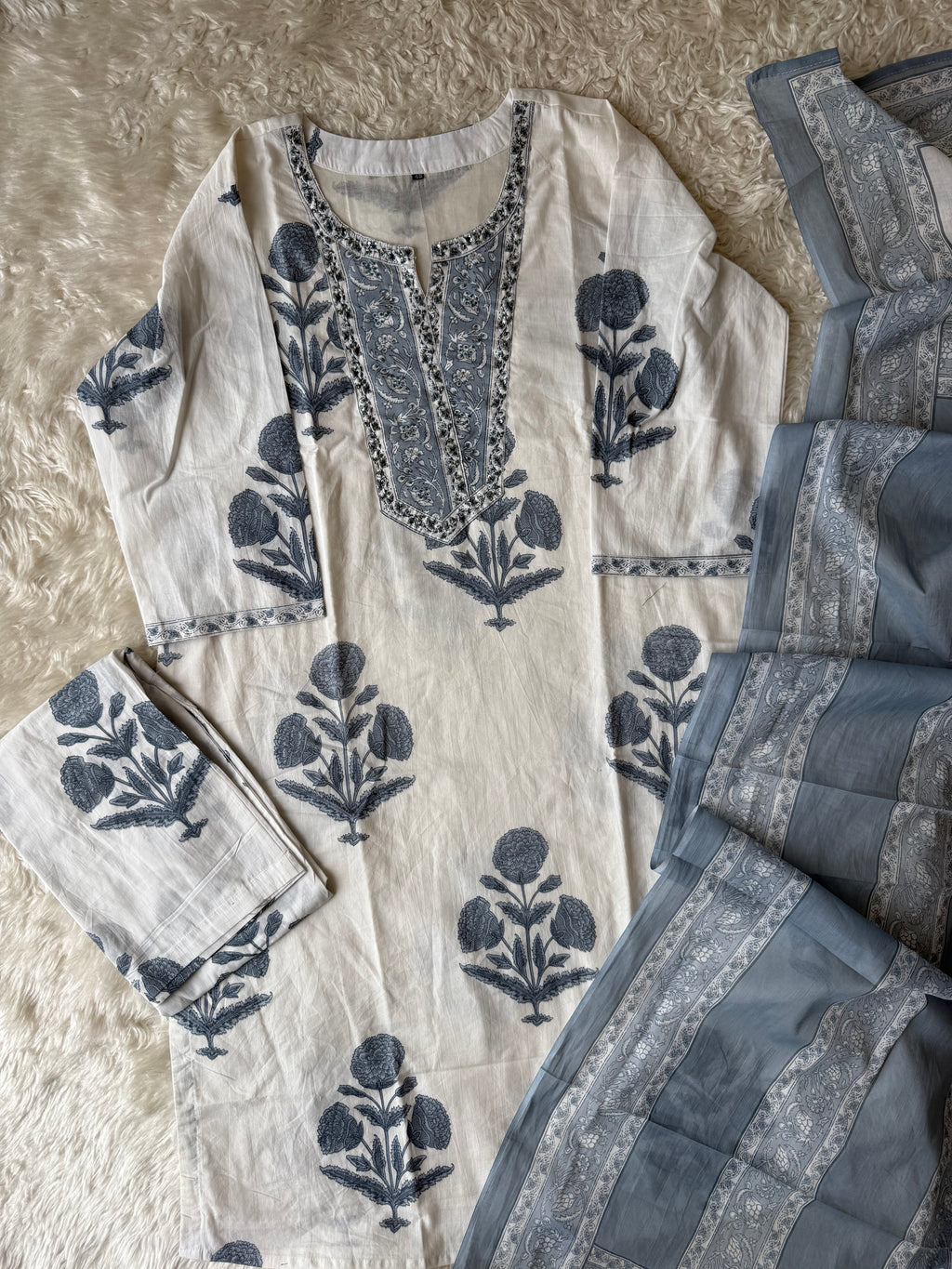 Premium Cotton Kurti Pant Dupatta Set