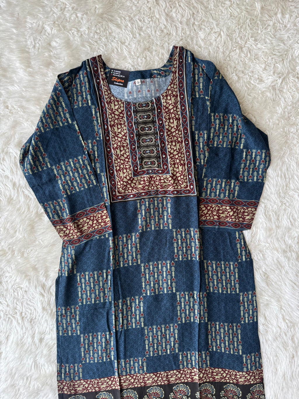 Premium Muslin Silk Kurti Pant Dupatta Set