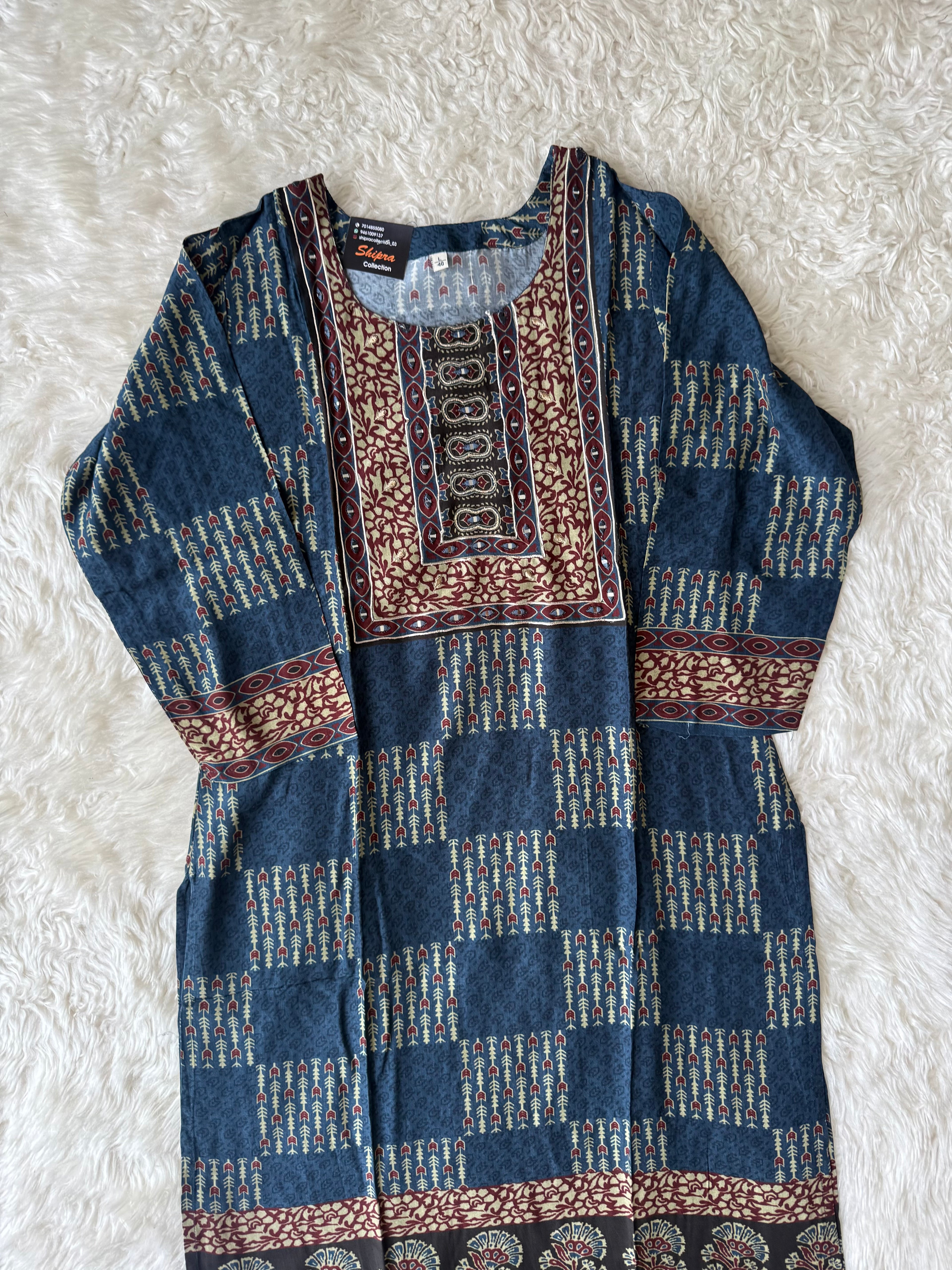Premium Muslin Silk Kurti Pant Dupatta Set