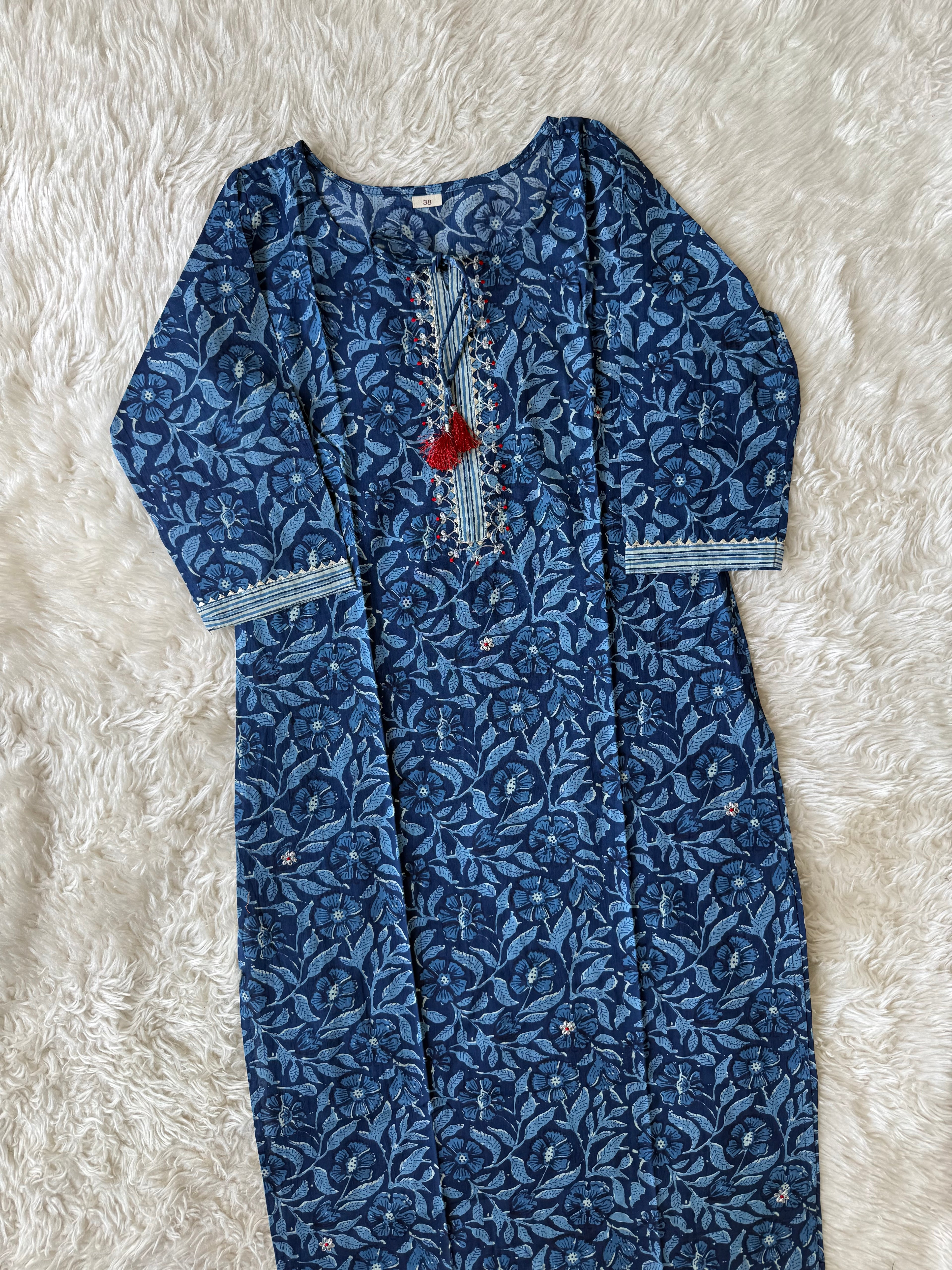 Breathable Cotton Kurti Pant Cotton Dupatta Set