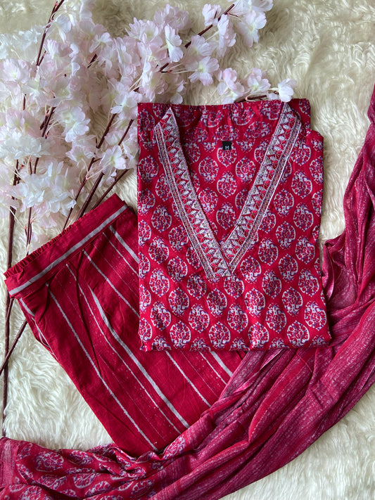 Budget Friendly Kurti Pant Dupatta Set