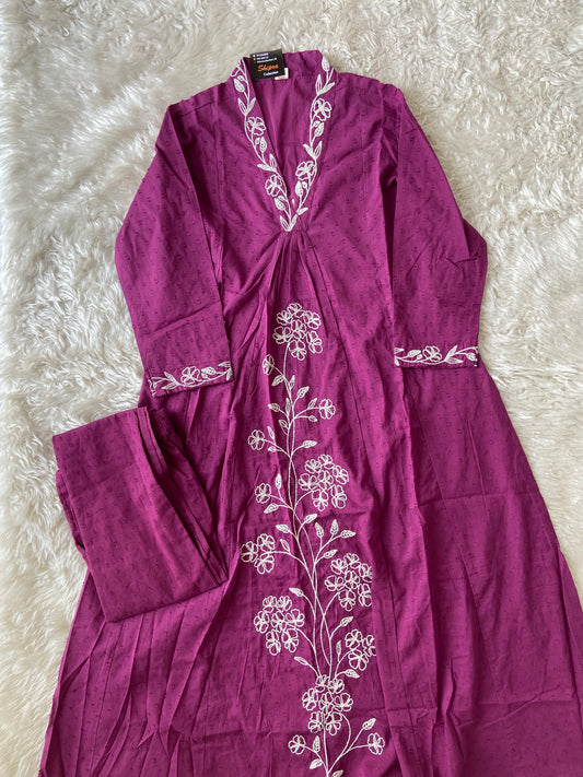 Dobey Mul Cotton Thread Work Kurti Pant Set