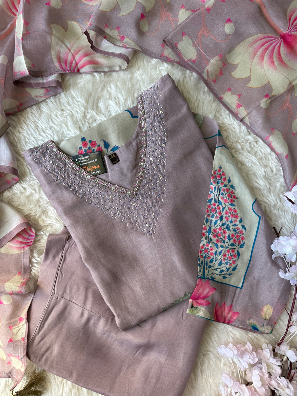 “Plus Size” Russian Silk Kurti Pant Dupatta Set