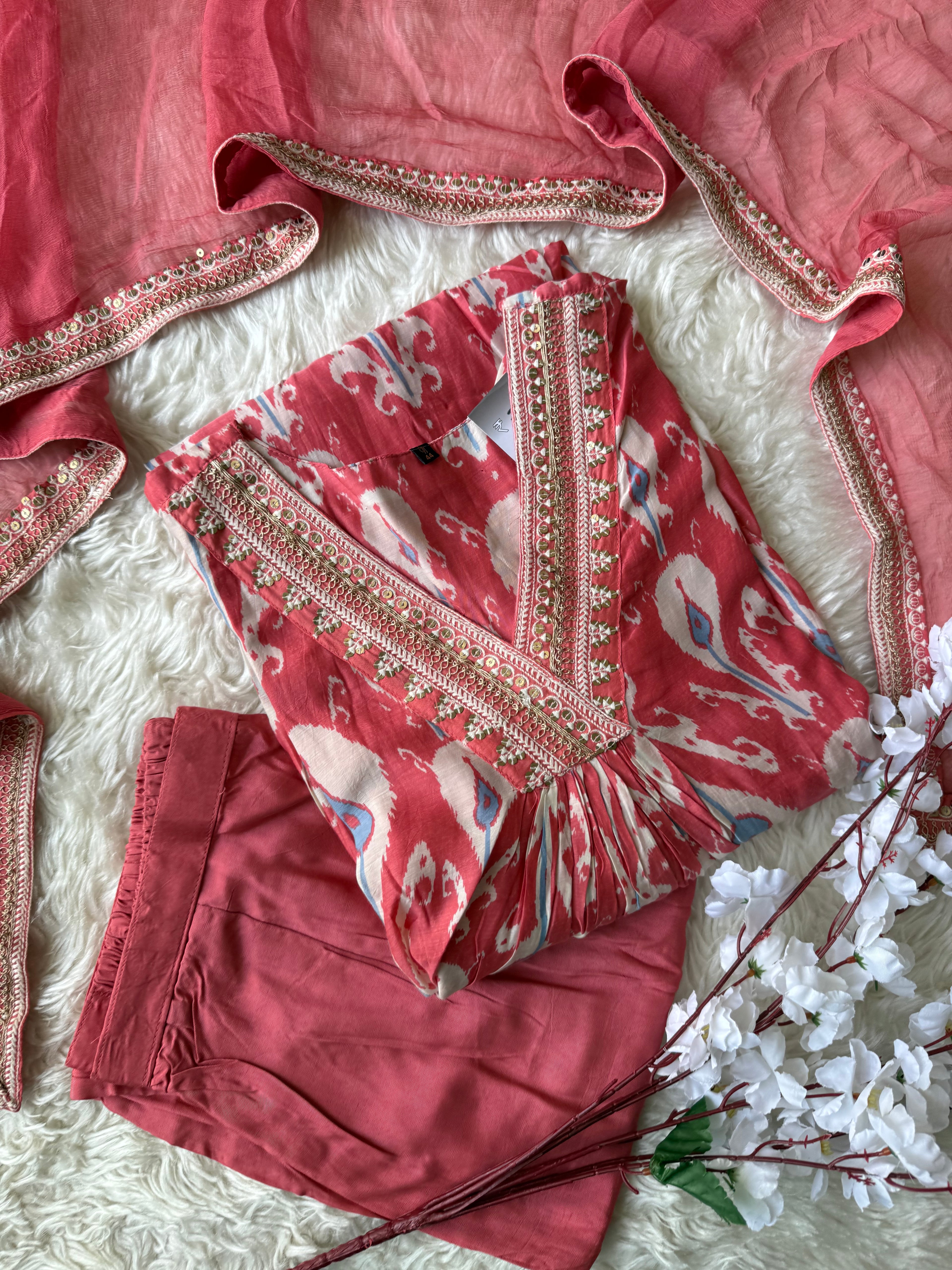 Butter Silk Kurti Pant Dupatta Set