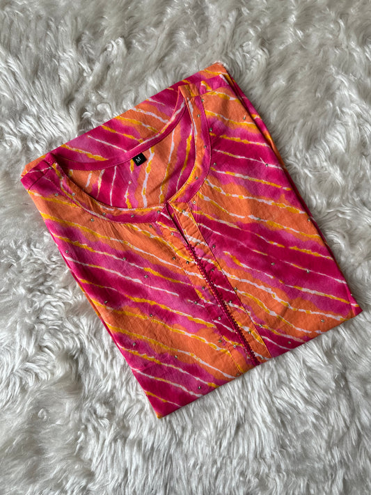 Premium Cotton Lehariya Kurti