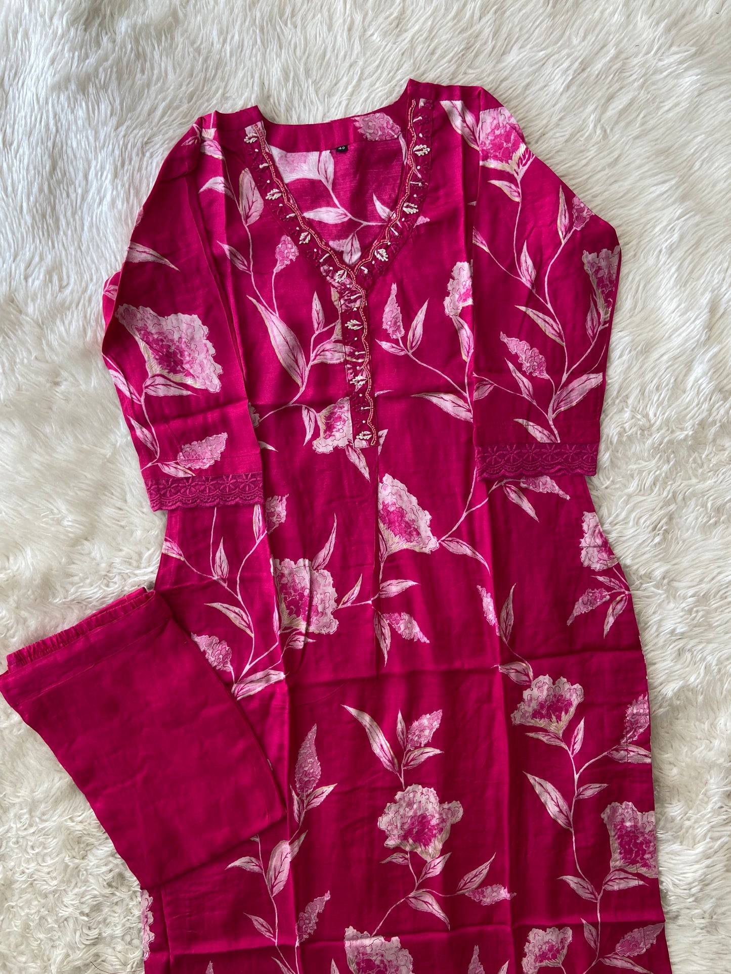 Mul Silk Kurti Pant Set