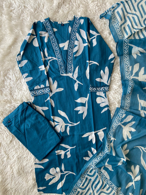 Budget Friendly Kurti Pant Dupatta Set