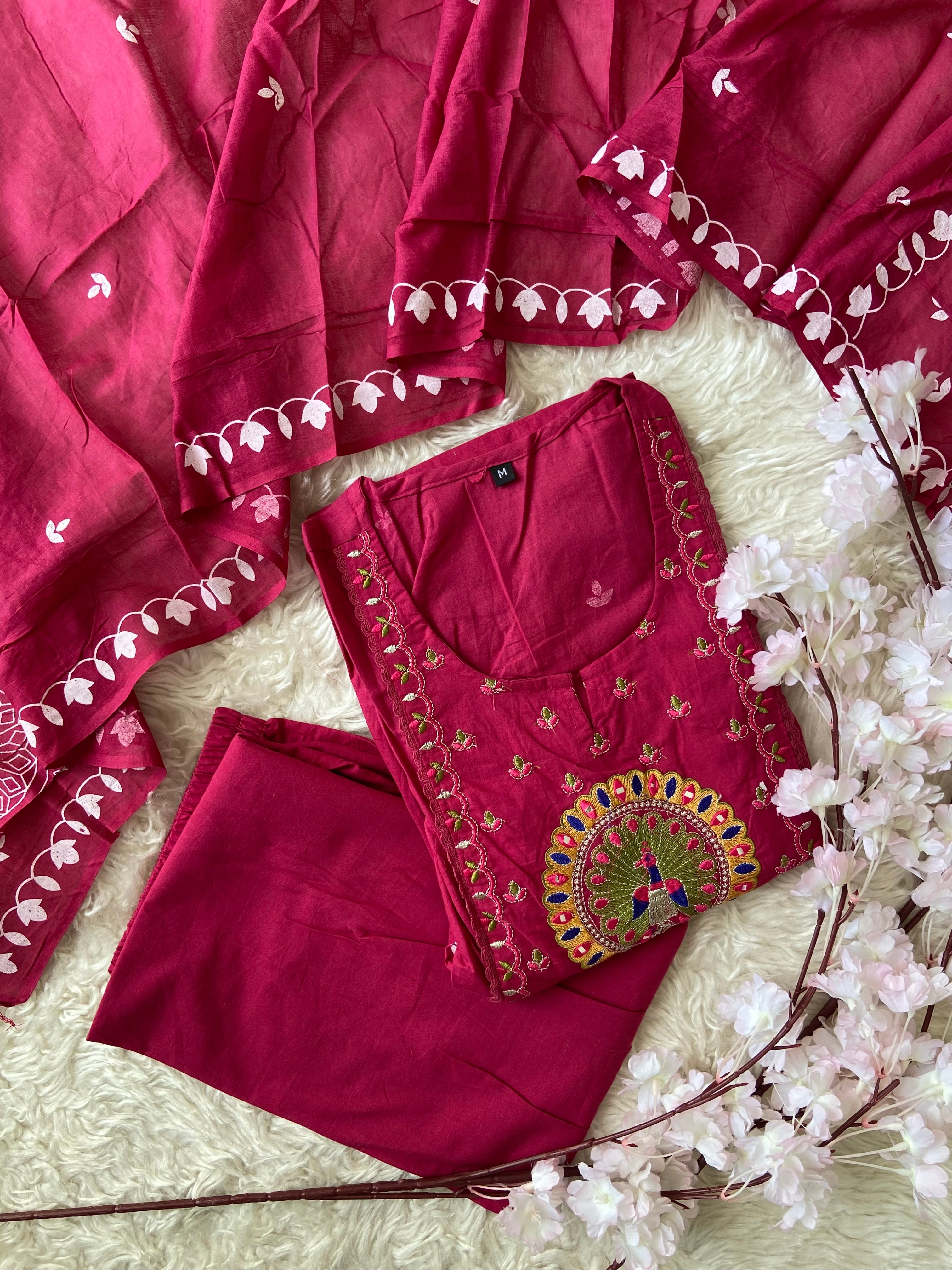 Budget Friendly Flare Kurti Pant Dupatta Set