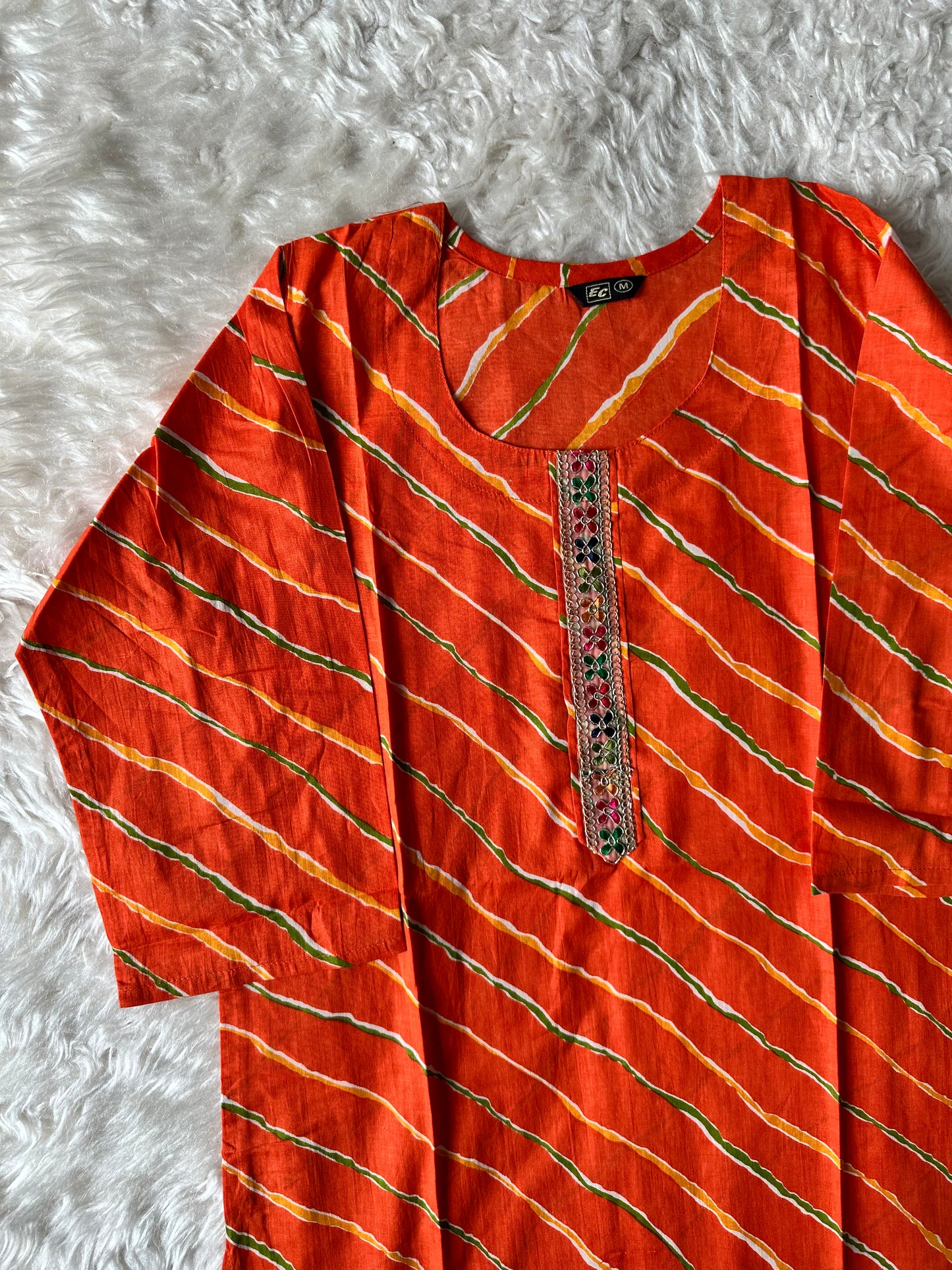 Cotton Lehariya Kurti