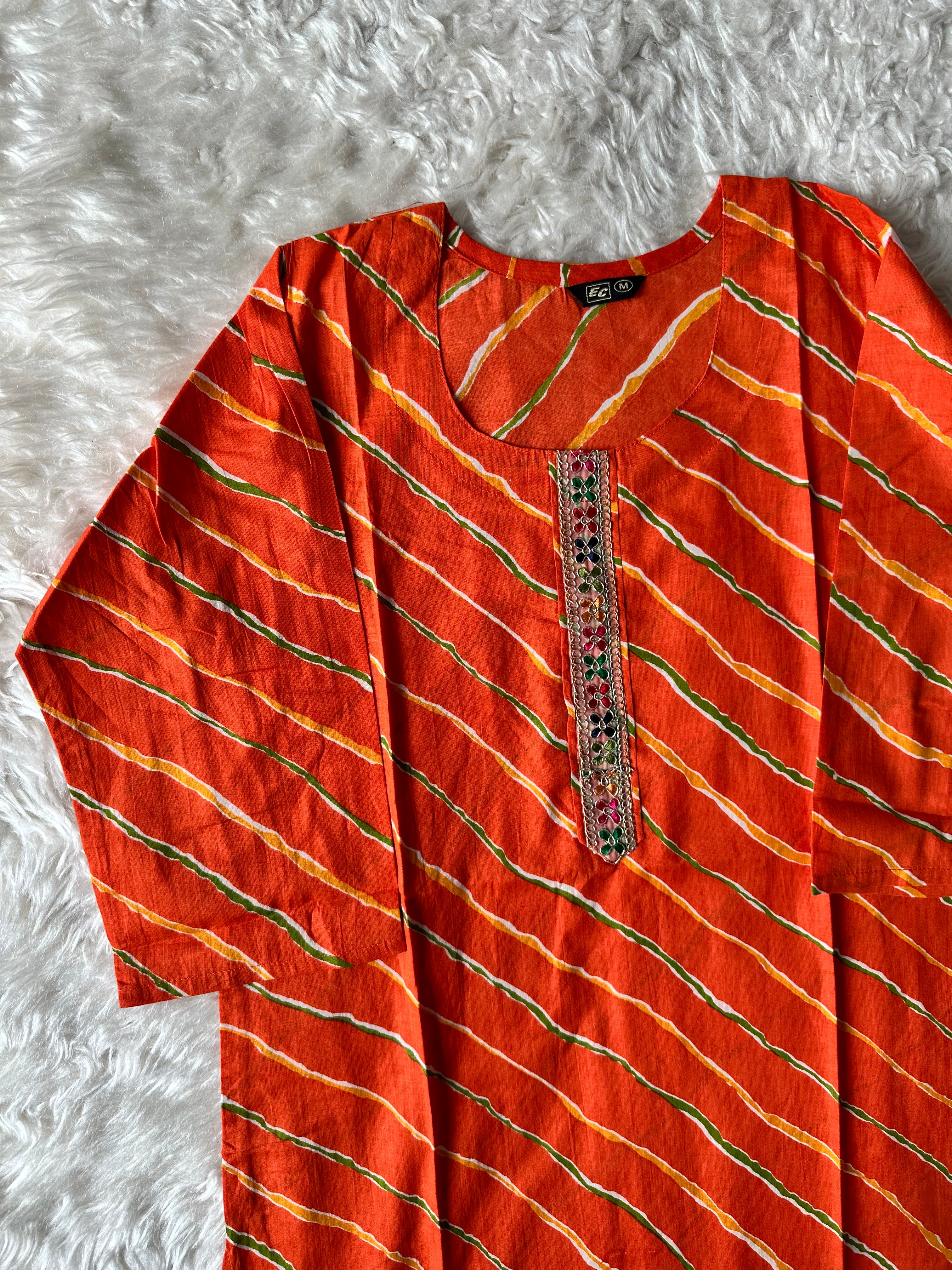 Cotton Lehariya Kurti