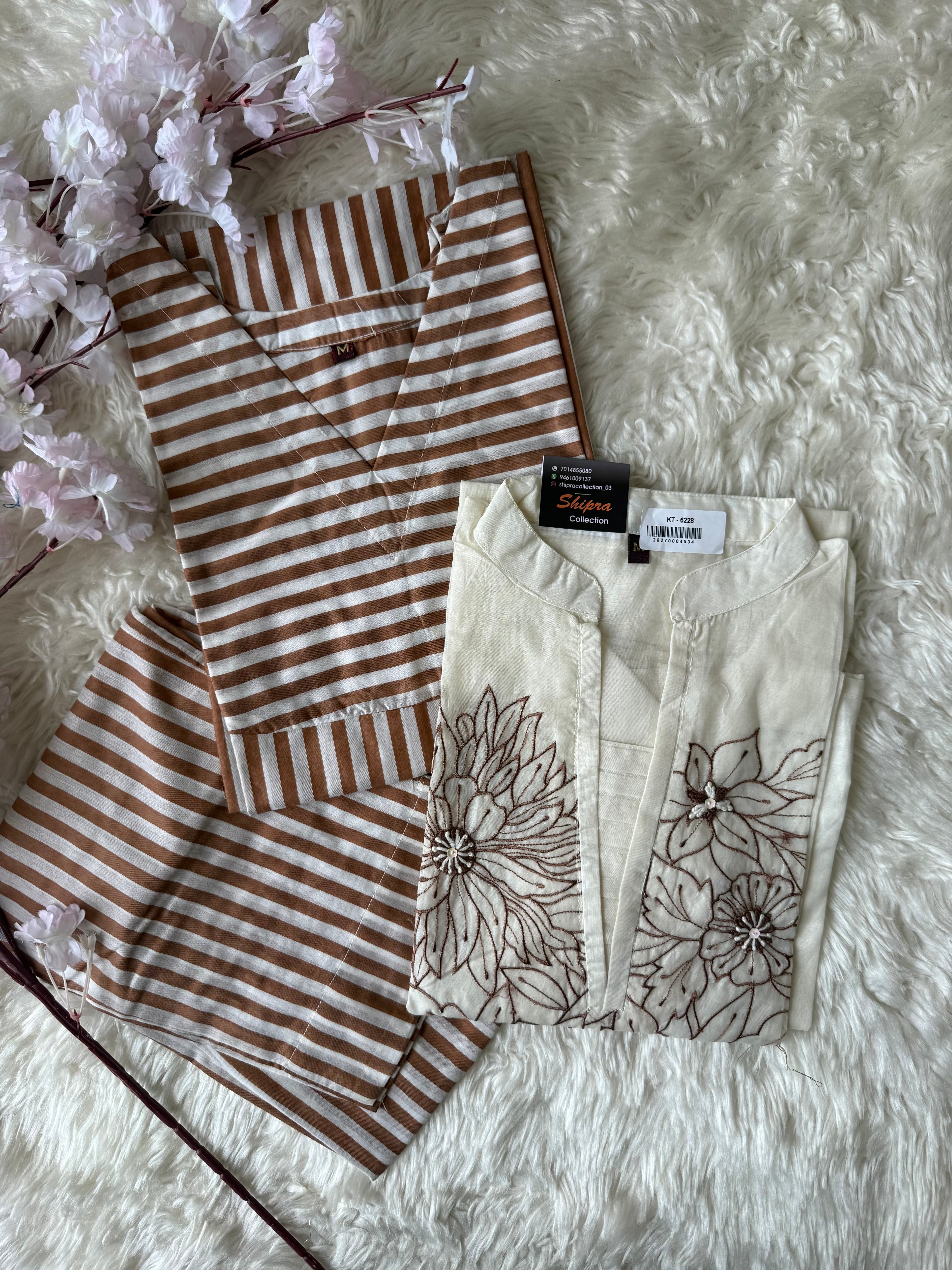 Mul Chanderi Thread work Co-ord Set