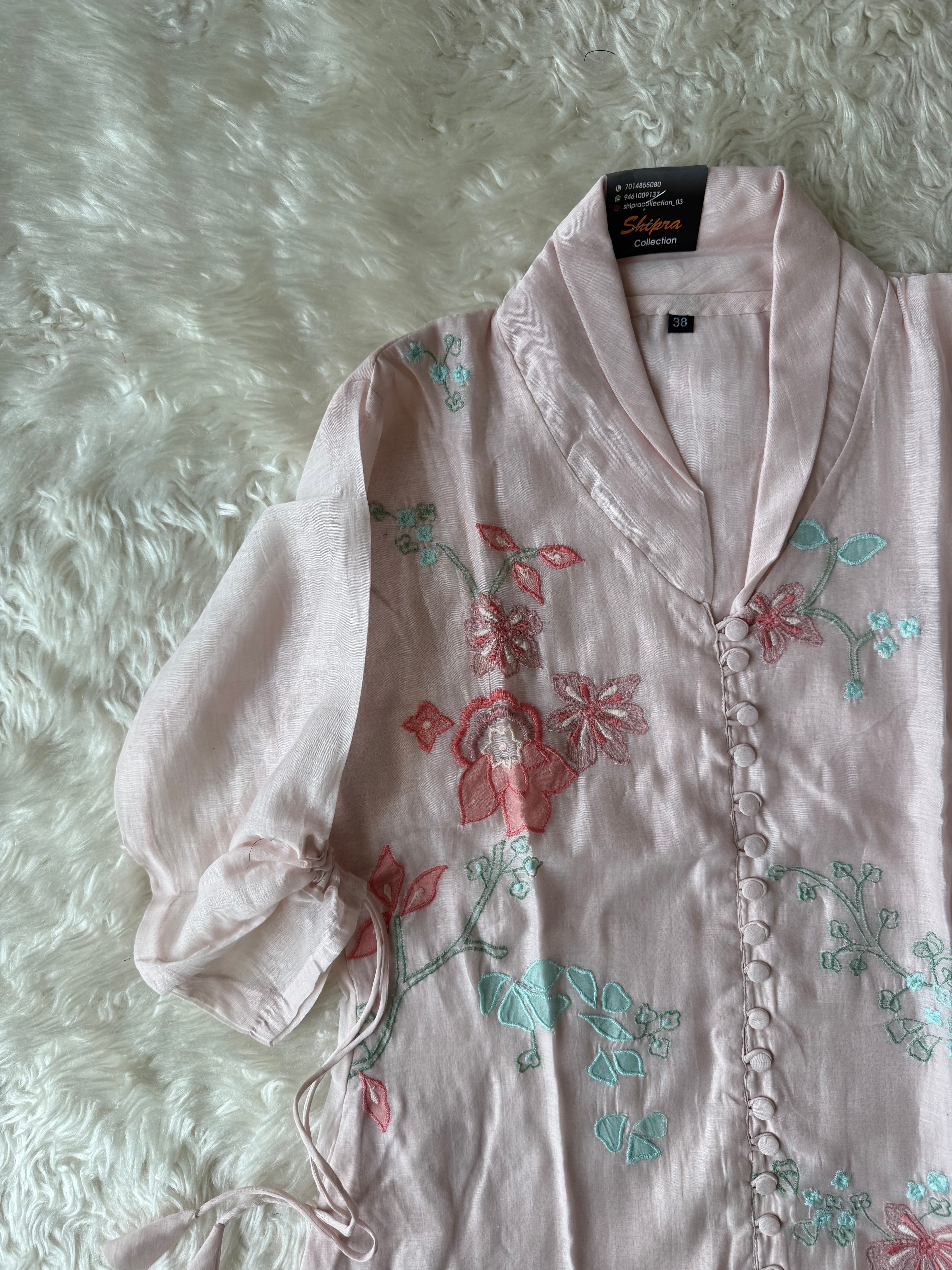 Mul Chanderi Thread work Co-ord Set